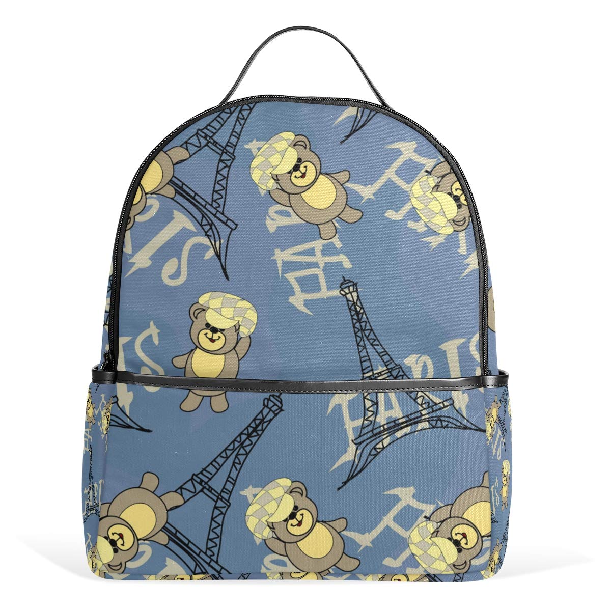 Blueangle Fashion Casual Backpack for Girls & Teens - Stylish Paris Eiffel Tower Bear Print School Backpack - Perfect for School, Travel & Daily Use
