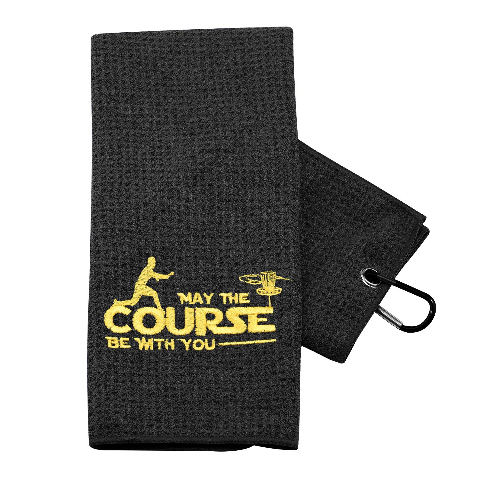 TSOTMO Disc Golf Towel - Premium Frolf Towel for Ball Cleaning | May The Course Be With You Design | Durable Golf Accessory for Disc Courses & Outdoor Sports