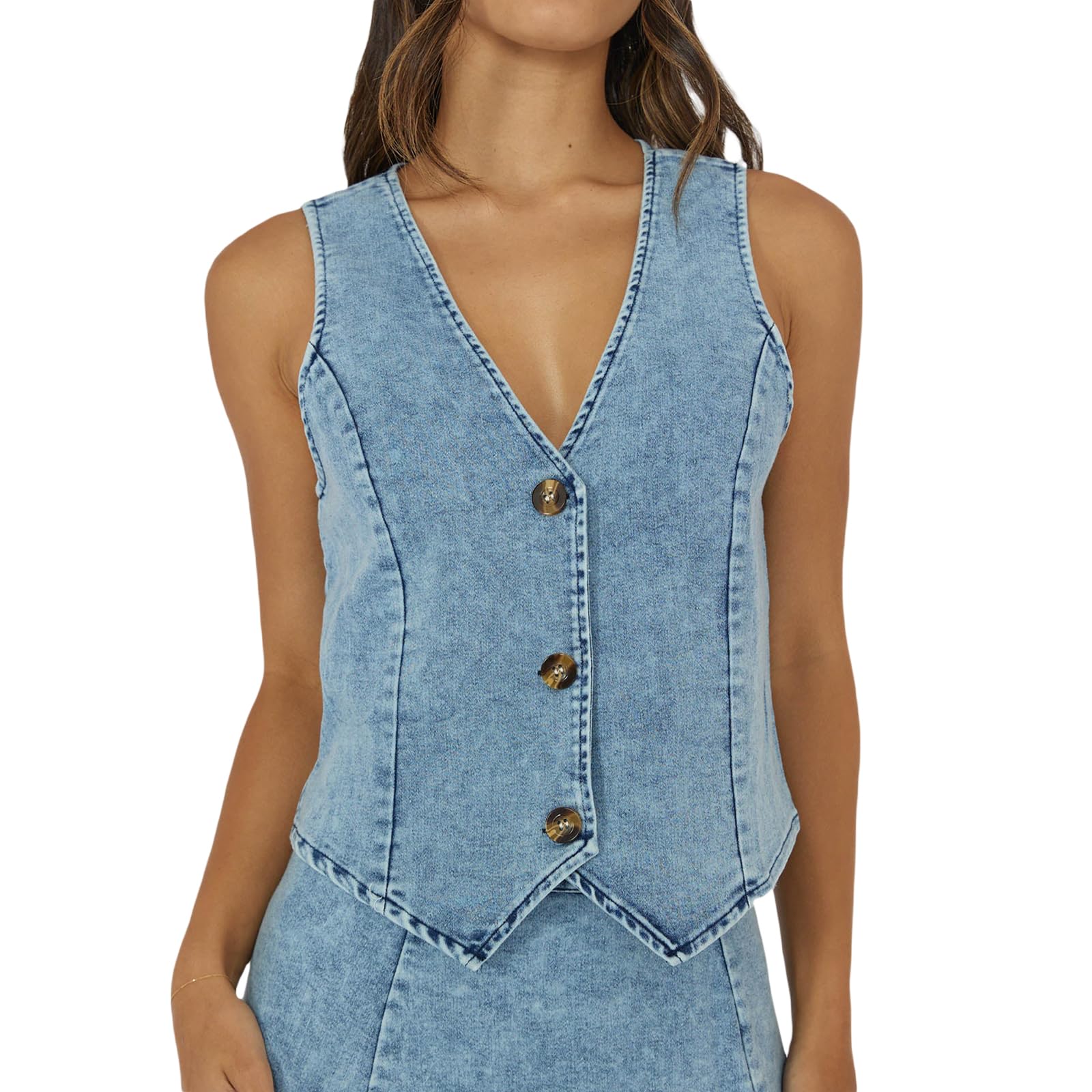 Women's Sleeveless Denim Vest - Y2K Fashion Button Up Jean Tank Top for Casual Summer Outfits | Perfect for Music Festivals, Beach Days & Streetwear Looks