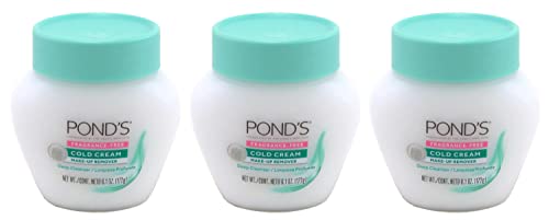 Pond's Fragrance-Free Cold Cream Makeup Remover - 6.1 Oz (3-Pack) | Gentle Cleanser for Dry & Sensitive Skin | Perfect for Nighttime Skincare Routine & Travel