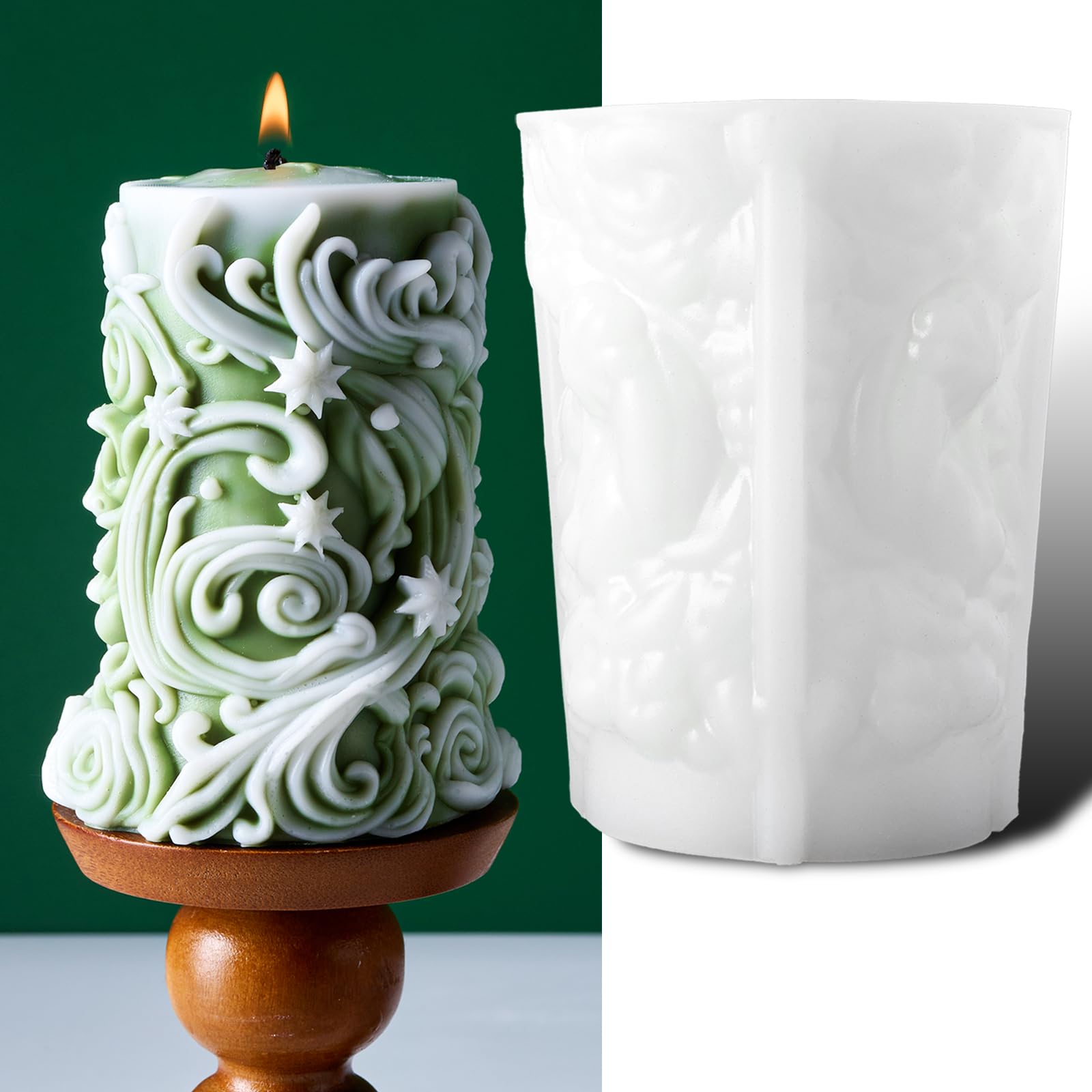 3D Spiral Carved Silicone Candle Molds - Geometric Wave Cylinder Resin Molds for DIY Home Decor, Epoxy Crafts, and Unique Pillar Candles | Perfect for Wedding Centerpieces, Holiday Decorations & Handmade Gift Making