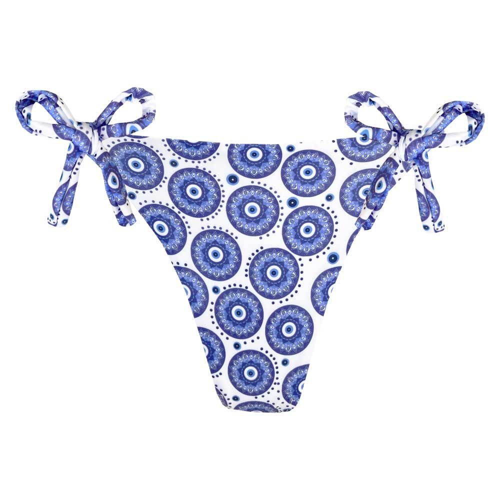 White Santorini Brazilian Tie Side Scrunch Bikini Bottom - Sexy High Cut Swimwear for Women, Perfect for Beach Vacations & Pool Parties