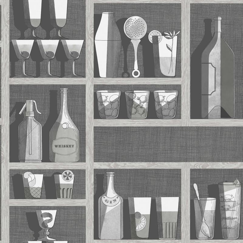 Cole & Son Cocktails Grey Wallpaper - Premium Peel & Stick Wallpaper for Living Room, Bedroom, and Dining Room Decor