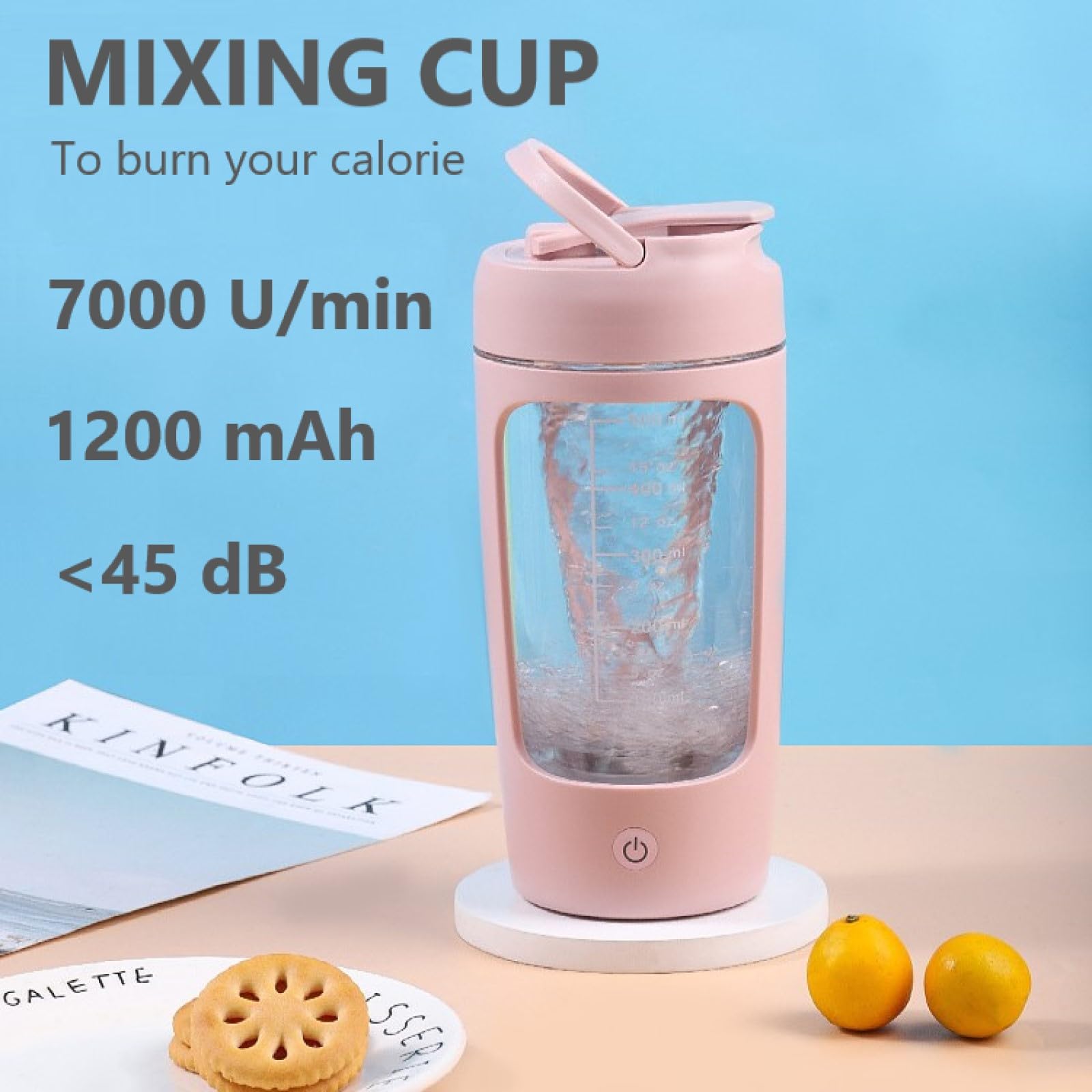 Flintronic 650ML Electric Protein Shaker Bottle - USB C Rechargeable Automatic Protein Mixer Cup for Protein Shakes & Meal Replacement - BPA Free - Perfect for Gym, Workout & Post-Training Recovery
