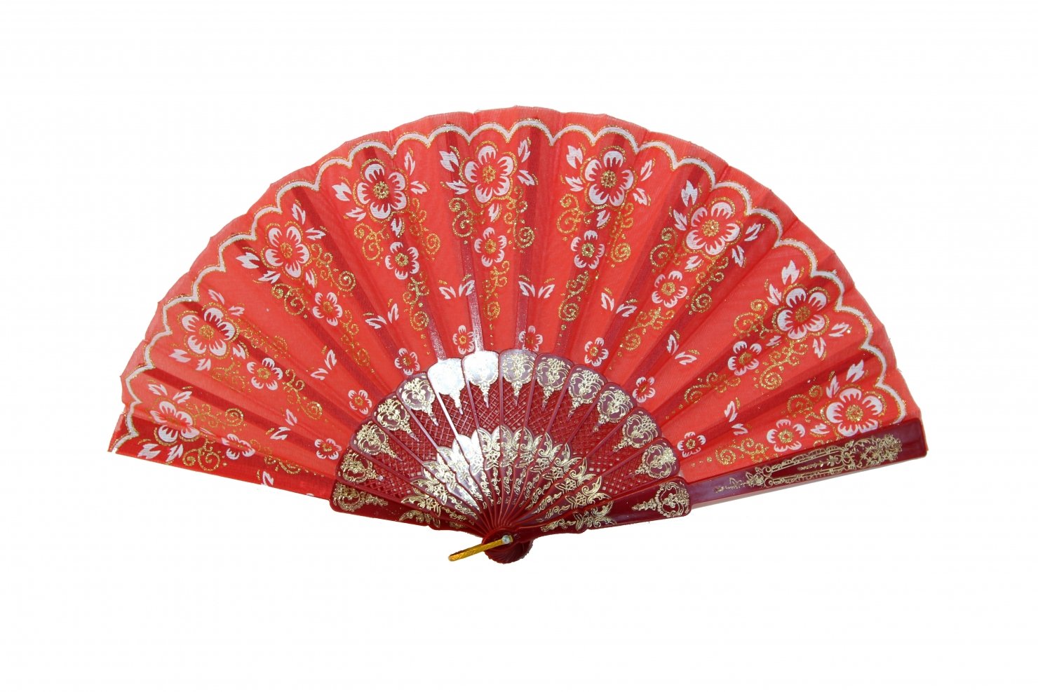 Authentic Chinese Feng Shui Red Hand Fan - Traditional Decorative Fan for Home Blessings & Harmony | Perfect for Meditation, Yoga, and Cultural Decor