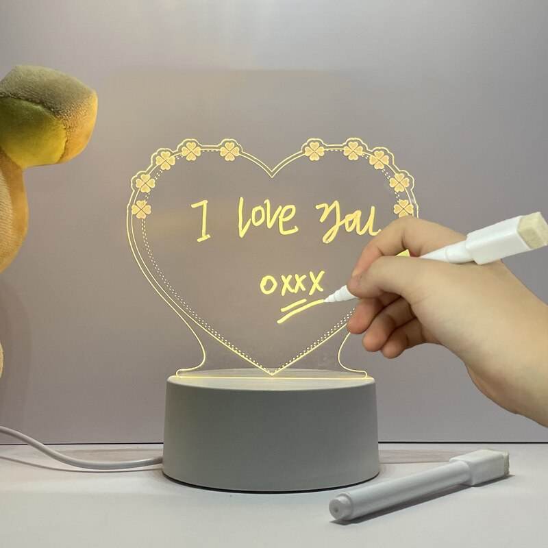GlowWriter - Cute Kawaii LED Message Board Lamp for Bedroom, Desk & Nightstand - Customizable Light-Up Display for Notes, Quotes & Decor