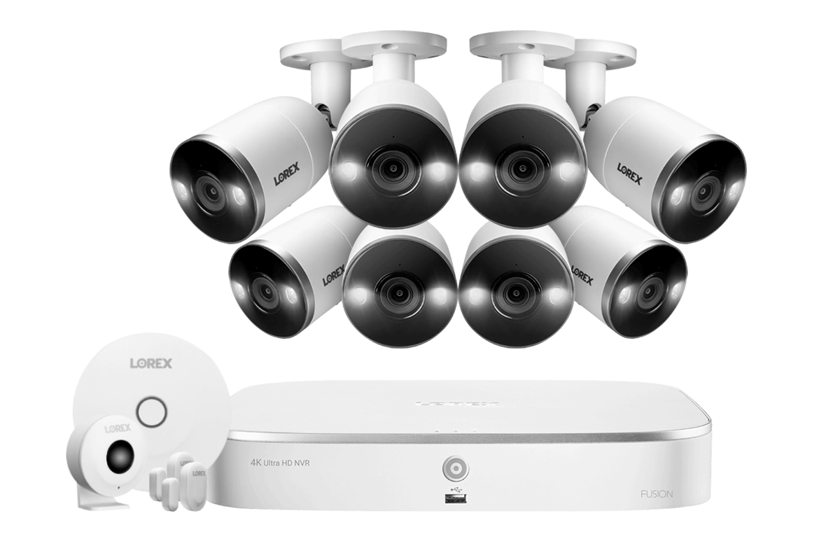 Lorex 4K Ultra HD 8-Channel NVR Security System with 8 Smart Deterrence IP Cameras & Smart Sensor Starter Kit - Complete Home & Business Surveillance Solution for Indoor/Outdoor Protection