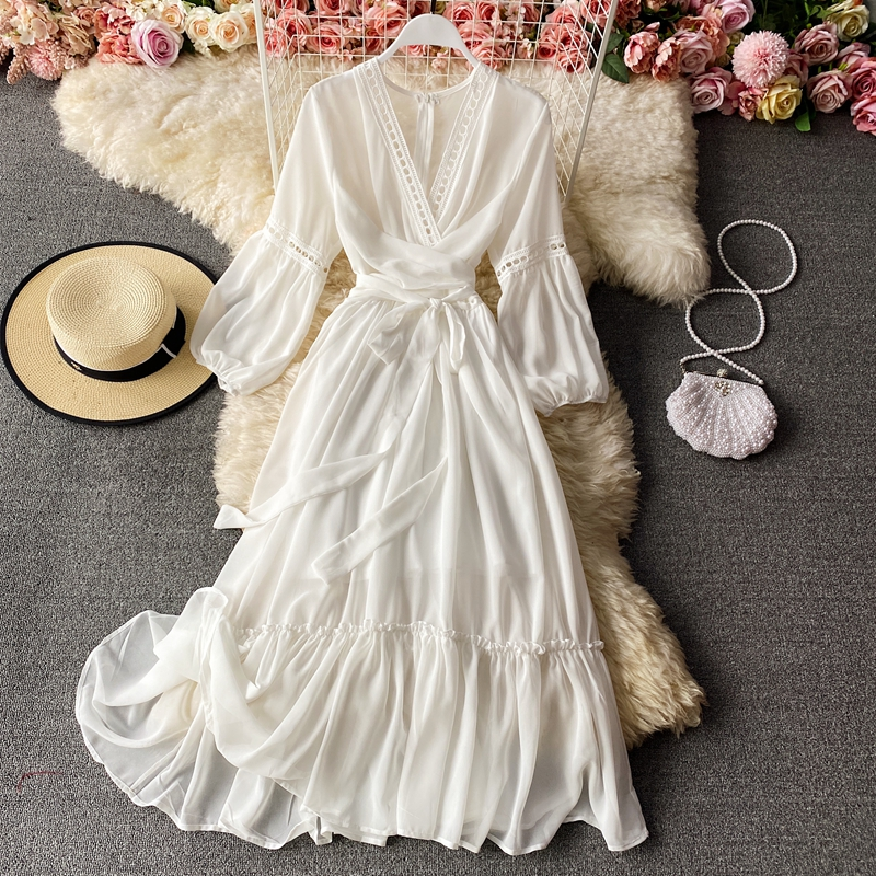 Ethnic Bohemian Long Sleeve V-Neck Maxi Dress for Women - Perfect for Festivals, Parties & Boho Chic Outfits