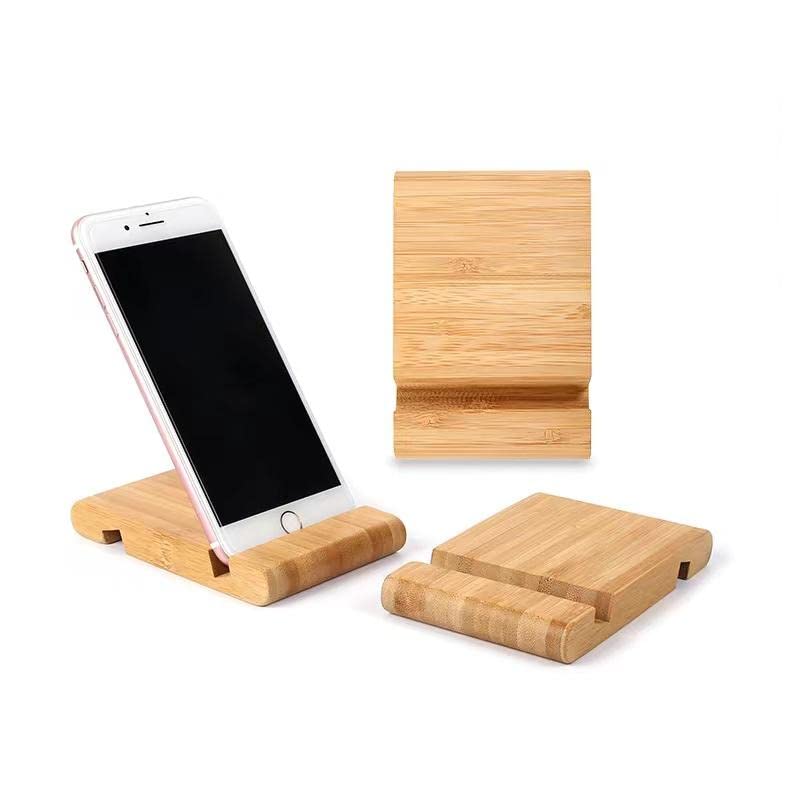 Premium Wooden Cell Phone Stand for Desk - Universal Mobile Phone Holder, Portable Desktop Smartphone Stand for Home, Office & Travel Use
