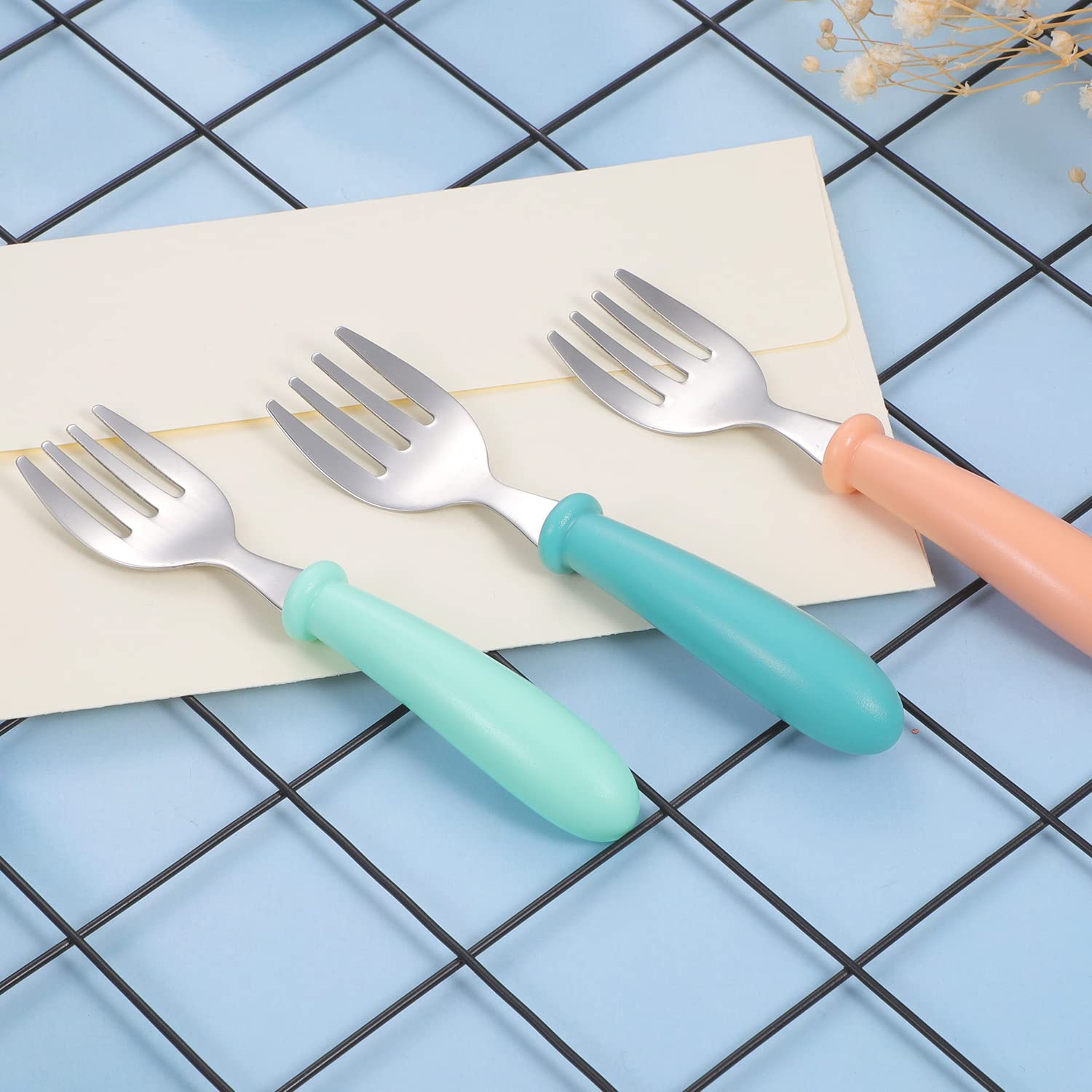 Pimoys 6-Piece Toddler Fork Set - Stainless Steel Baby Forks with Round Handle, BPA-Free & Dishwasher Safe - Perfect for Kids, Babies & Toddlers - Ideal for Home, Travel & Daycare Use