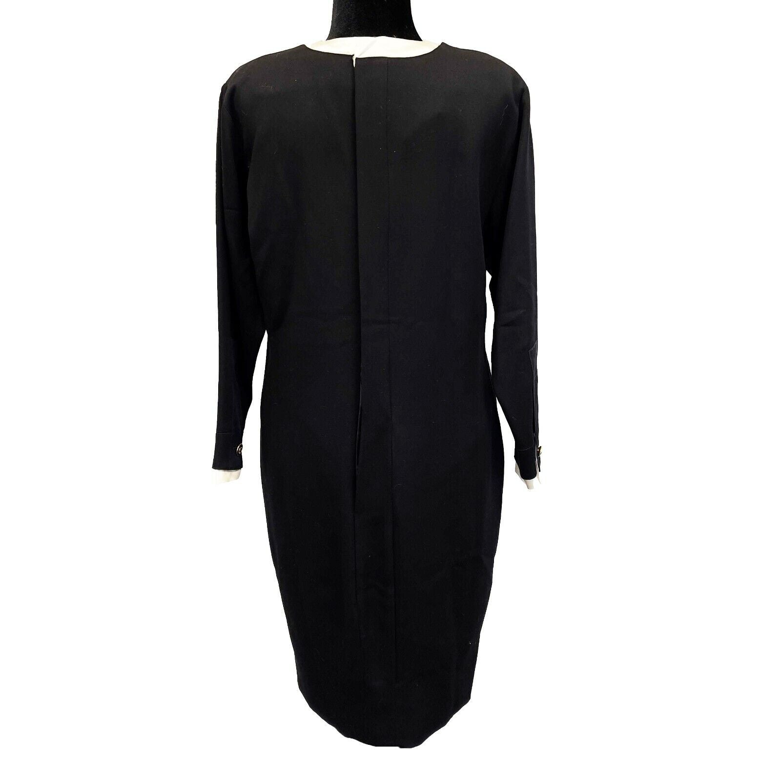 Vintage CHANEL Black Satin Trim Bow Wool Shift Dress Size FR 40 / US 8 - Elegant Office Wear & Special Occasion Outfit