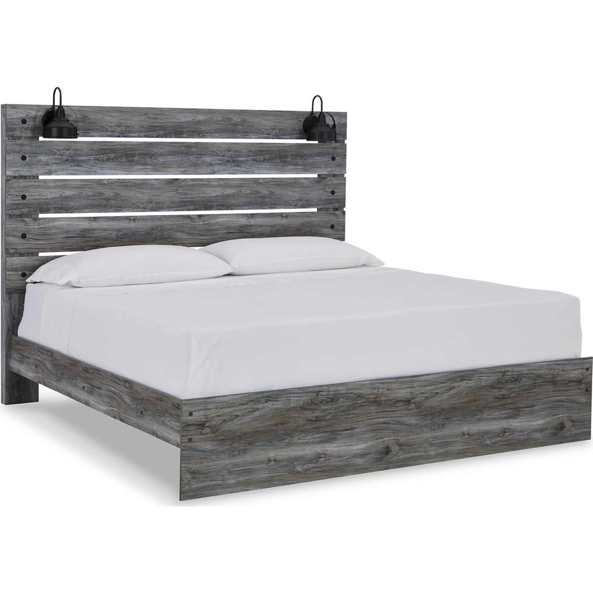 Baystorm King Panel Bed Frame - Modern Gray Upholstered Platform Bed with Wooden Slats for Bedroom, Guest Room, or Master Suite