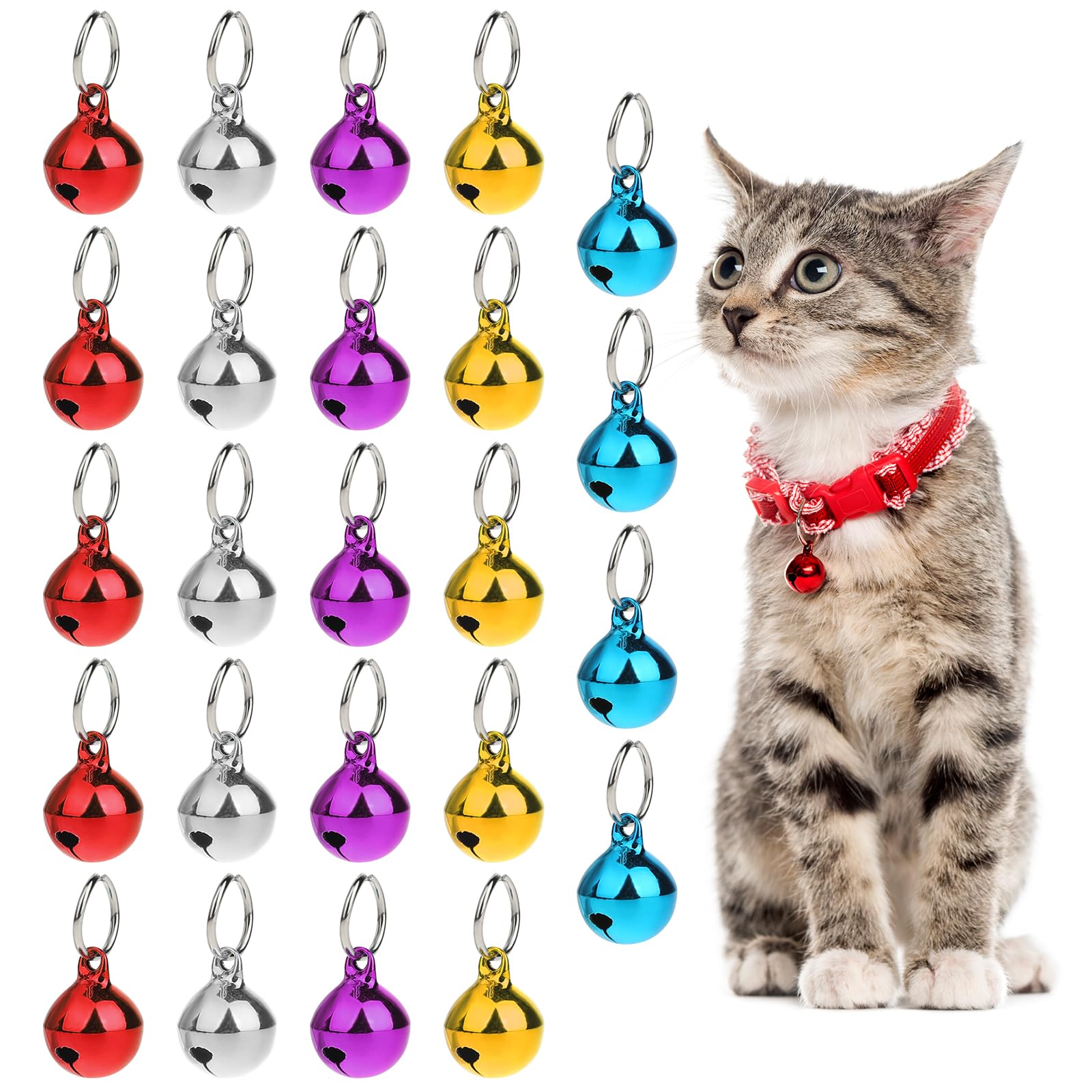 Mozeat 24pcs Pet Collar Bells for Cats & Dogs - Training & Party Decor