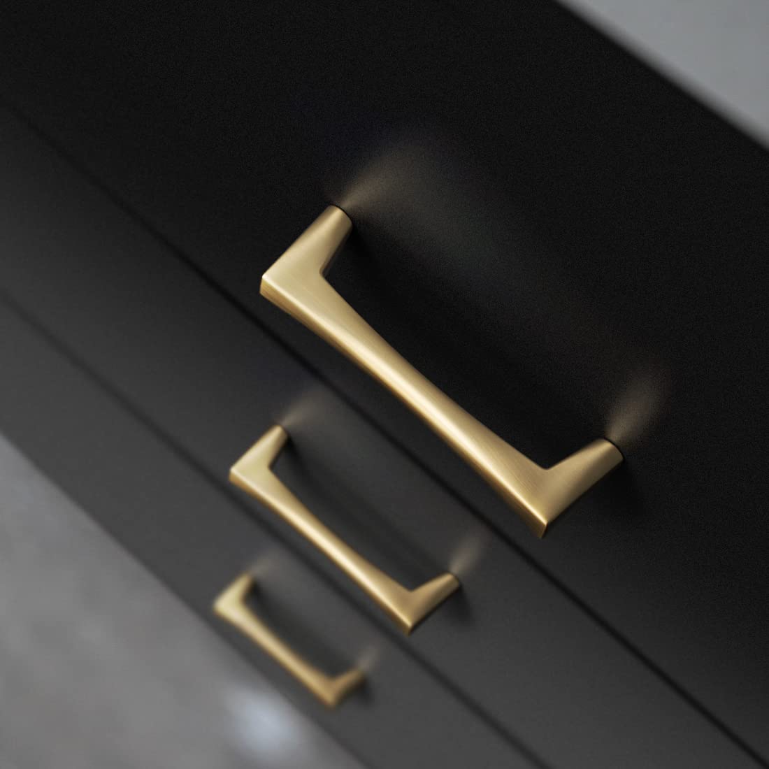 YAGU 10 Pack Brushed Gold Cabinet Pulls - 3.75 Inch Hole Center Brushed Brass Kitchen Drawer Handles - Durable Zinc Alloy Furniture Hardware for Bathroom, Cupboard, Vanity, Dresser & Closet - Perfect for Modern Home Renovation and DIY Projects