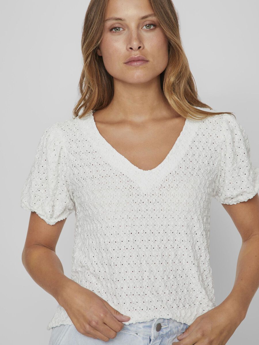 Greta V Neck Top for Women - Soft & Comfortable Cloud Dancer Blouse - Perfect for Office, Date Night & Casual Outings