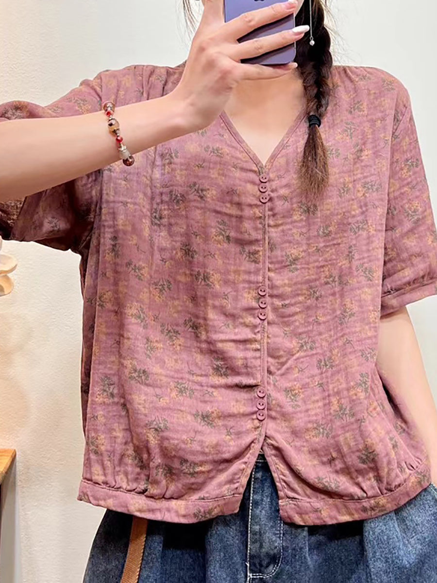 Plus Size Women's Summer Floral Casual Button Down Loose Shirt - Comfortable & Stylish for Beach, Vacation and Everyday Wear