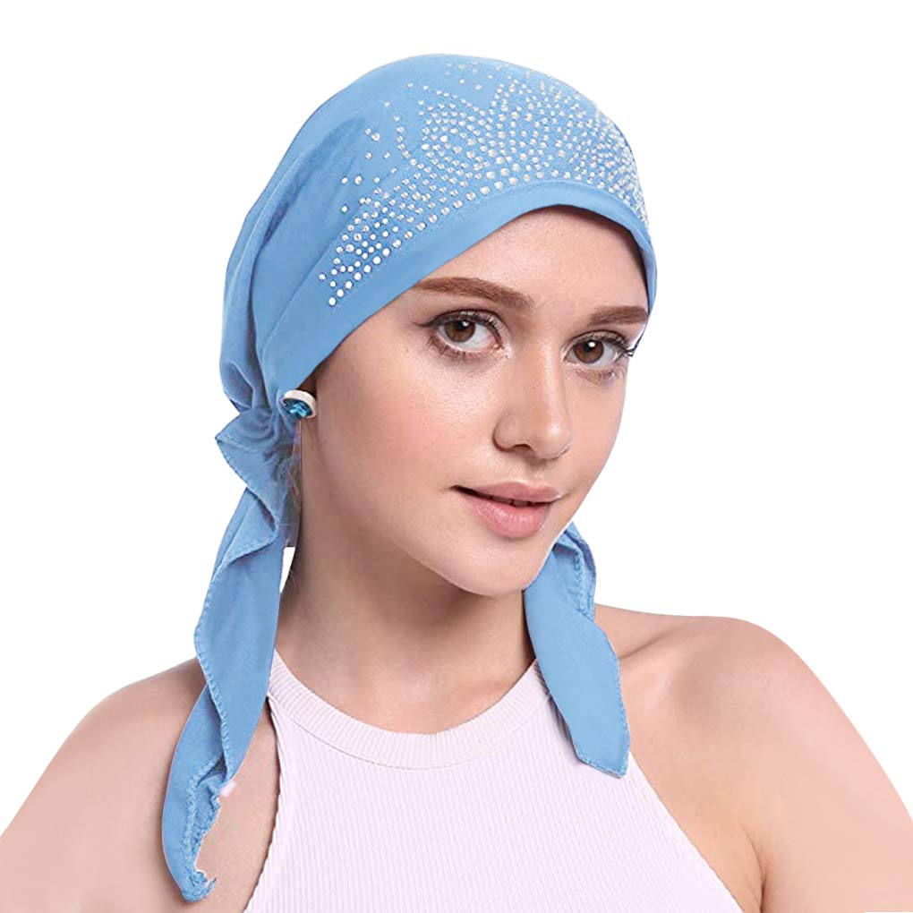 IPENNY Stretchy Chemo Beanie for Women - Soft Crystal Turban Head Wrap & Skull Cap for Cancer, Alopecia Hair Loss - Comfortable Headscarf for Daily Wear, Hospital Visits & Outdoor Activities