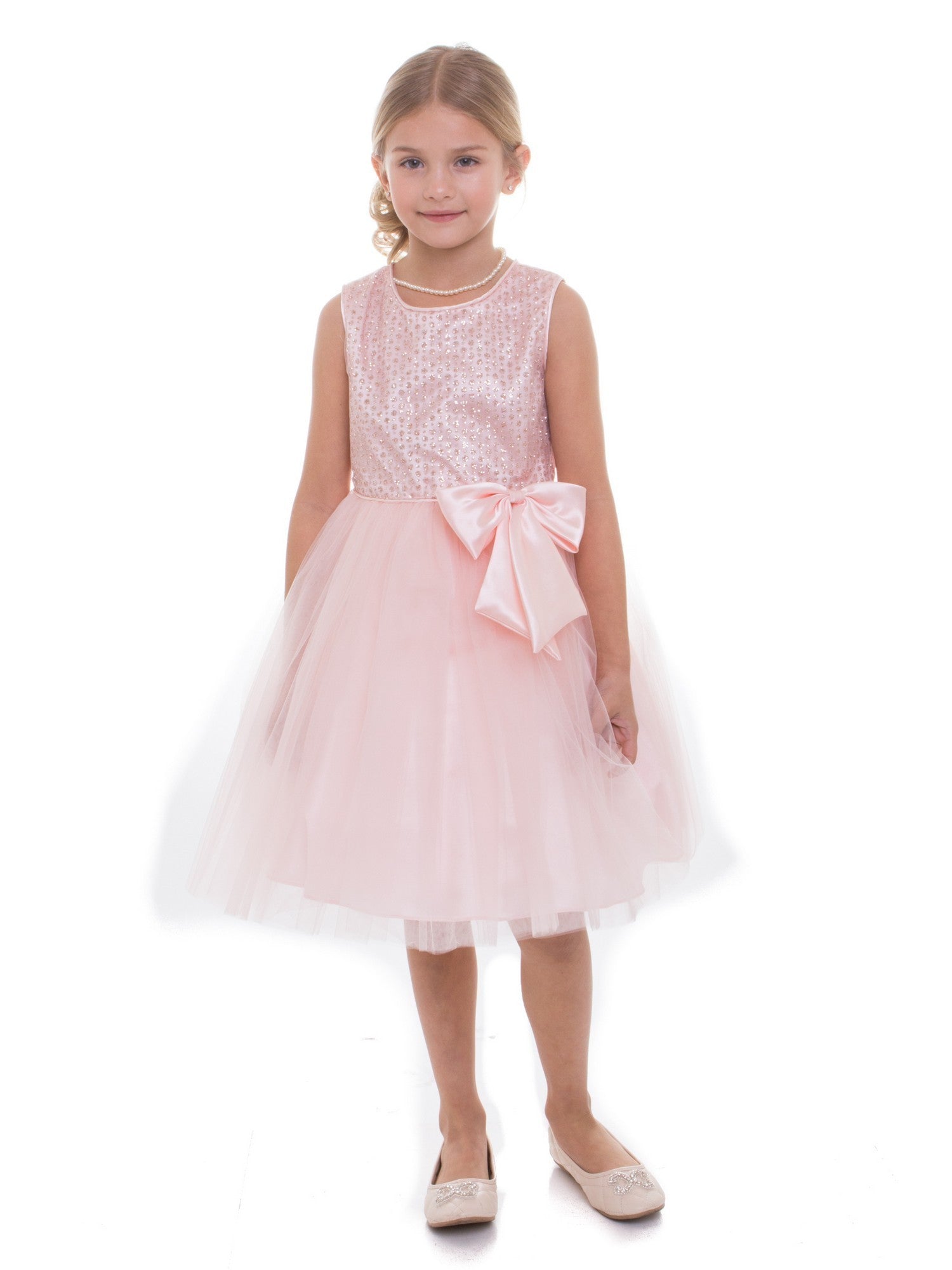 Sparkly Sequin Charmeuse Bow Junior Bridesmaid Dress for Big Girls - Size 8-12 | Perfect for Weddings, Pageants & Special Occasions