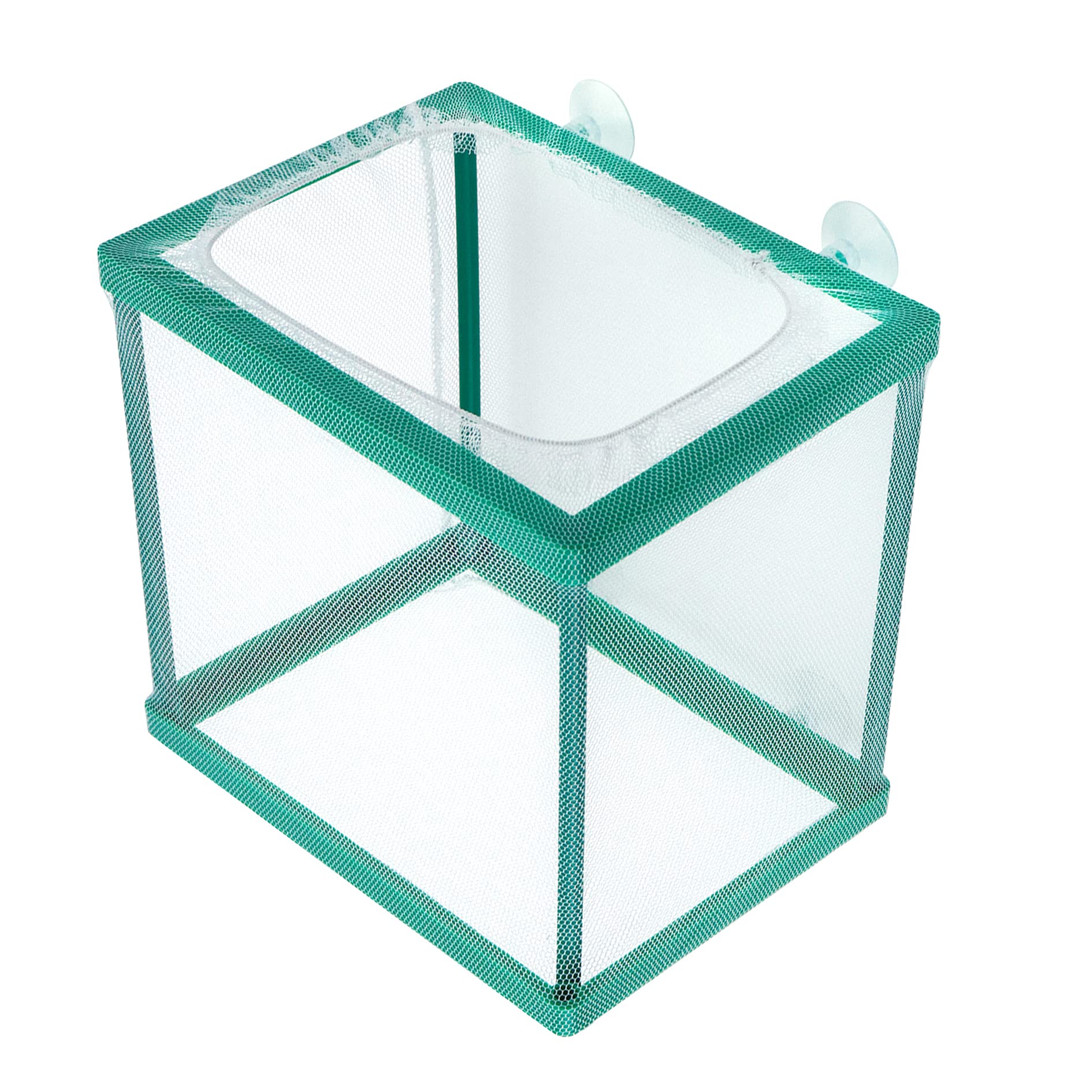 1 Pcs Aquarium Fish Breeder Box with 4 Suction Cups - Green Isolation Tank for Juvenile Fish Spawning & Breeding (6.7