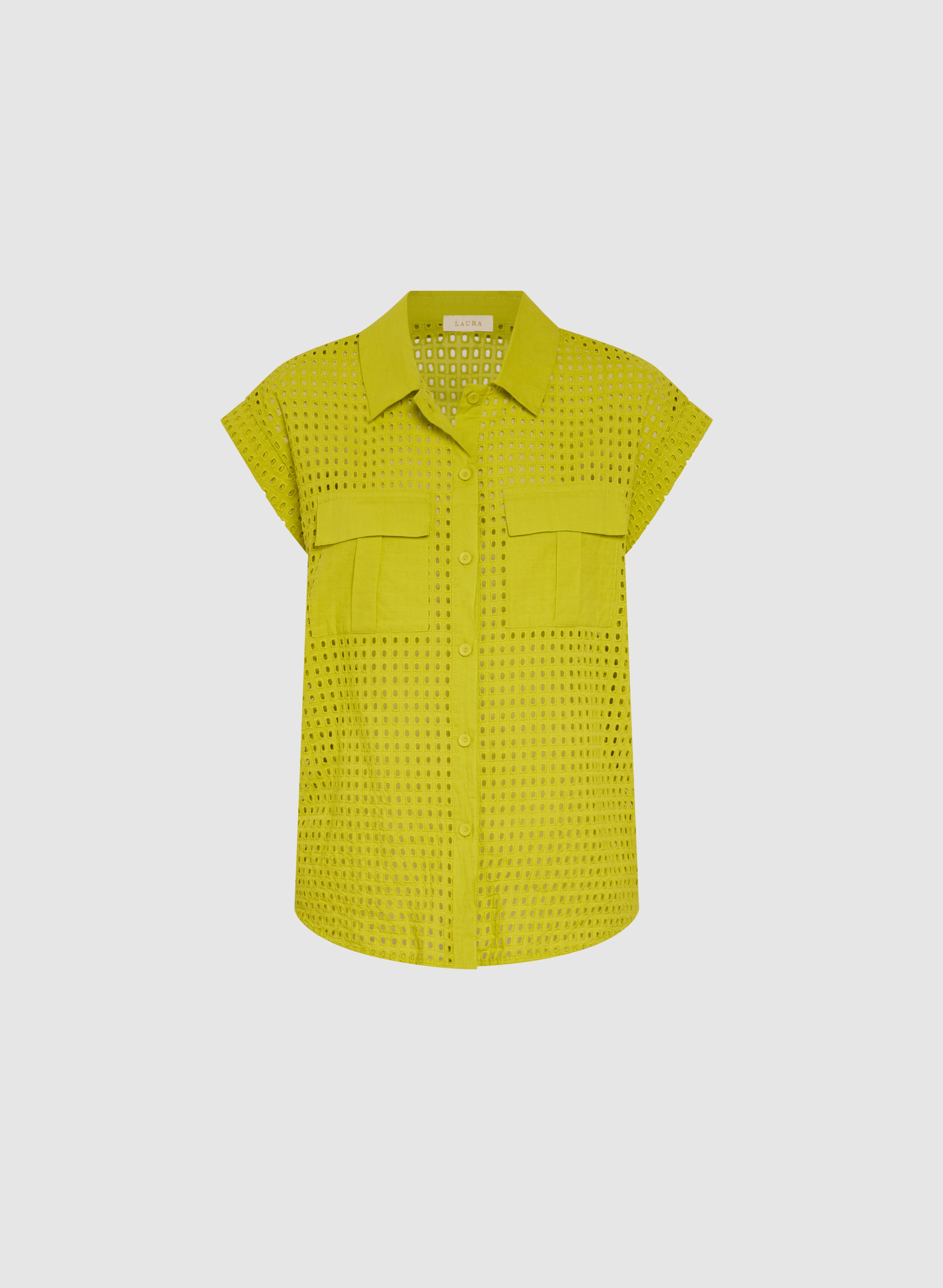 Stylish Eyelet Button Down Blouse for Women - Breathable Summer Office & Casual Wear