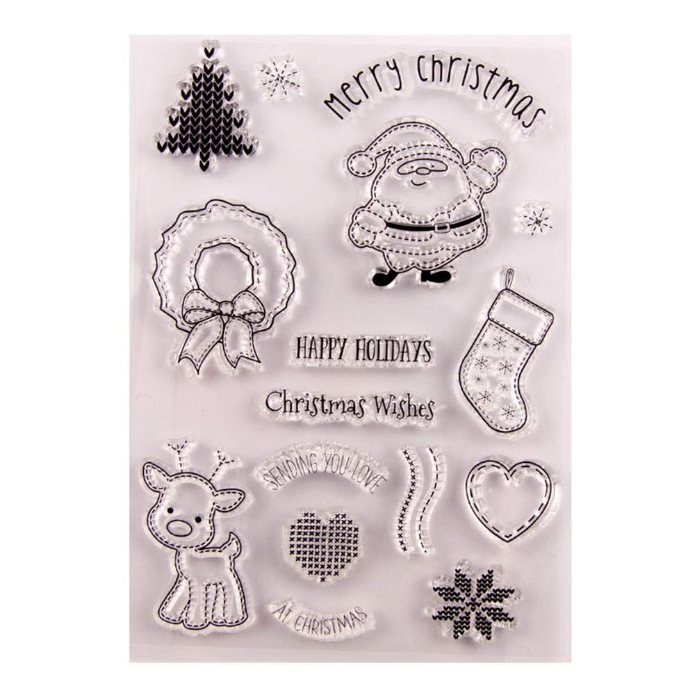 Arrietycraft Merry Christmas Santa Clear Stamps - Christmas Tree, Deer & Snowflakes Rubber Stamps for Card Making, Scrapbooking, Journaling & Paper Crafts - Perfect for DIY Holiday Cards, Albums & Gift Tags