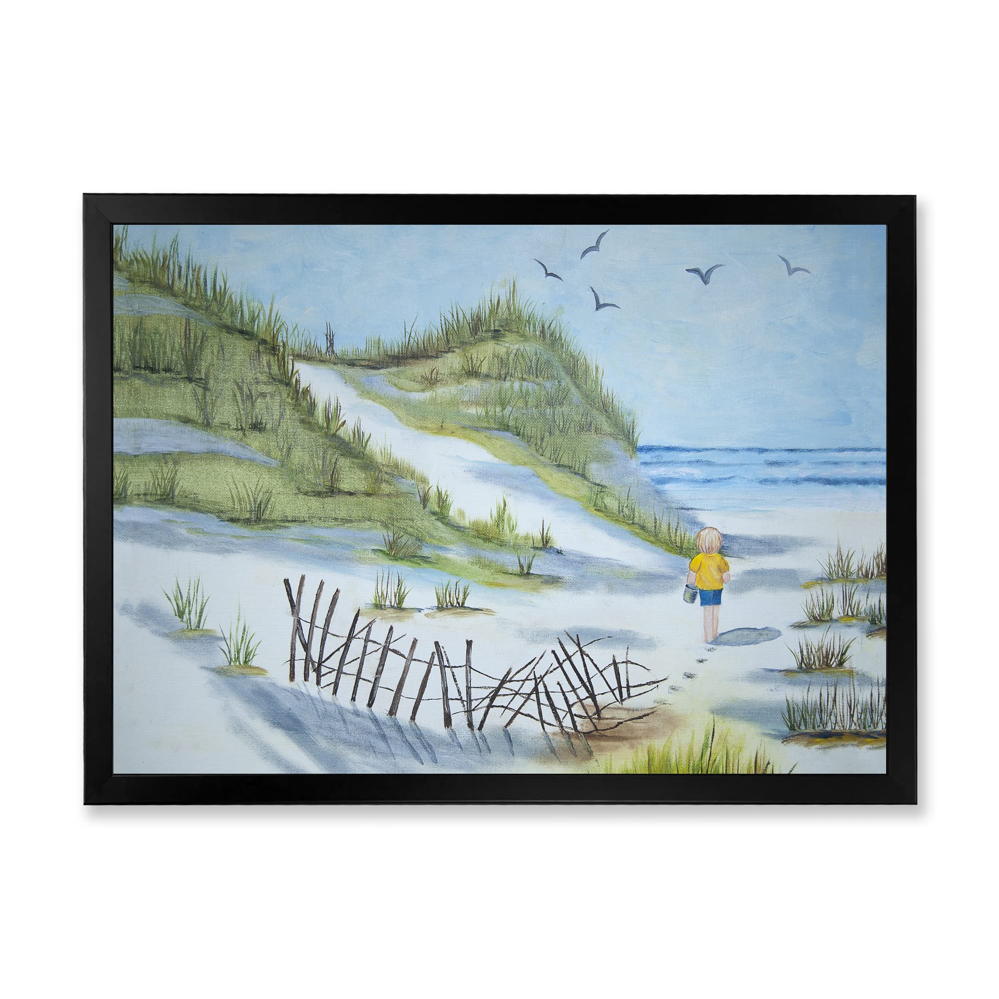 Nautical Coastal Framed Wall Art - Beach Scene for Kids Room, Nursery, or Playroom Decor | Perfect for Children's Bedroom, Bathroom, or Beach House