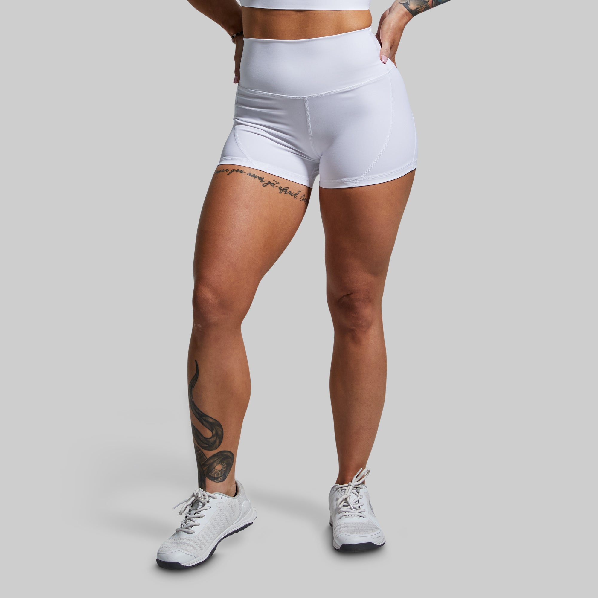 High Waisted Booty Shorts for Women - Sexy White Workout Shorts for Gym, Yoga & Summer Fashion