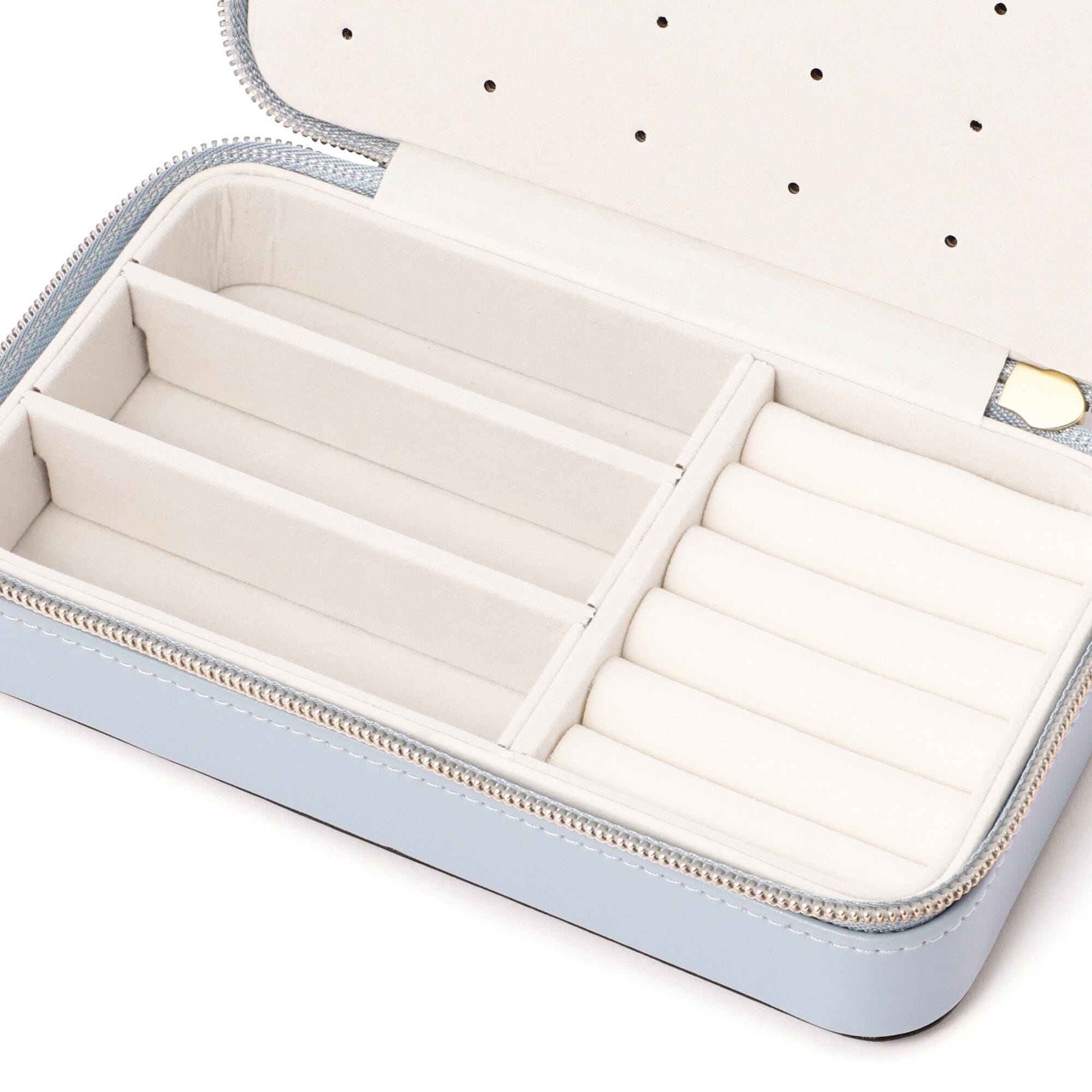 Elegant Embroidery Flower Jewelry Box - Medium Blue | Perfect for Travel, Gifts & Organizing Necklaces, Rings & Earrings