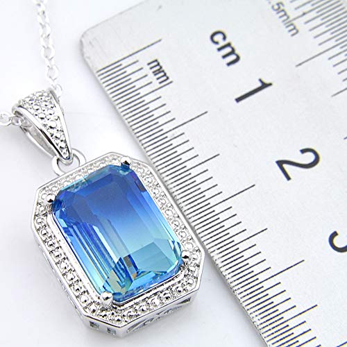 Stunning Rectangle Mystic Tourmaline Gemstone Silver Pendant Necklace for Women | Elegant Jewelry Gift for Her | Perfect for Parties, Weddings & Everyday Wear
