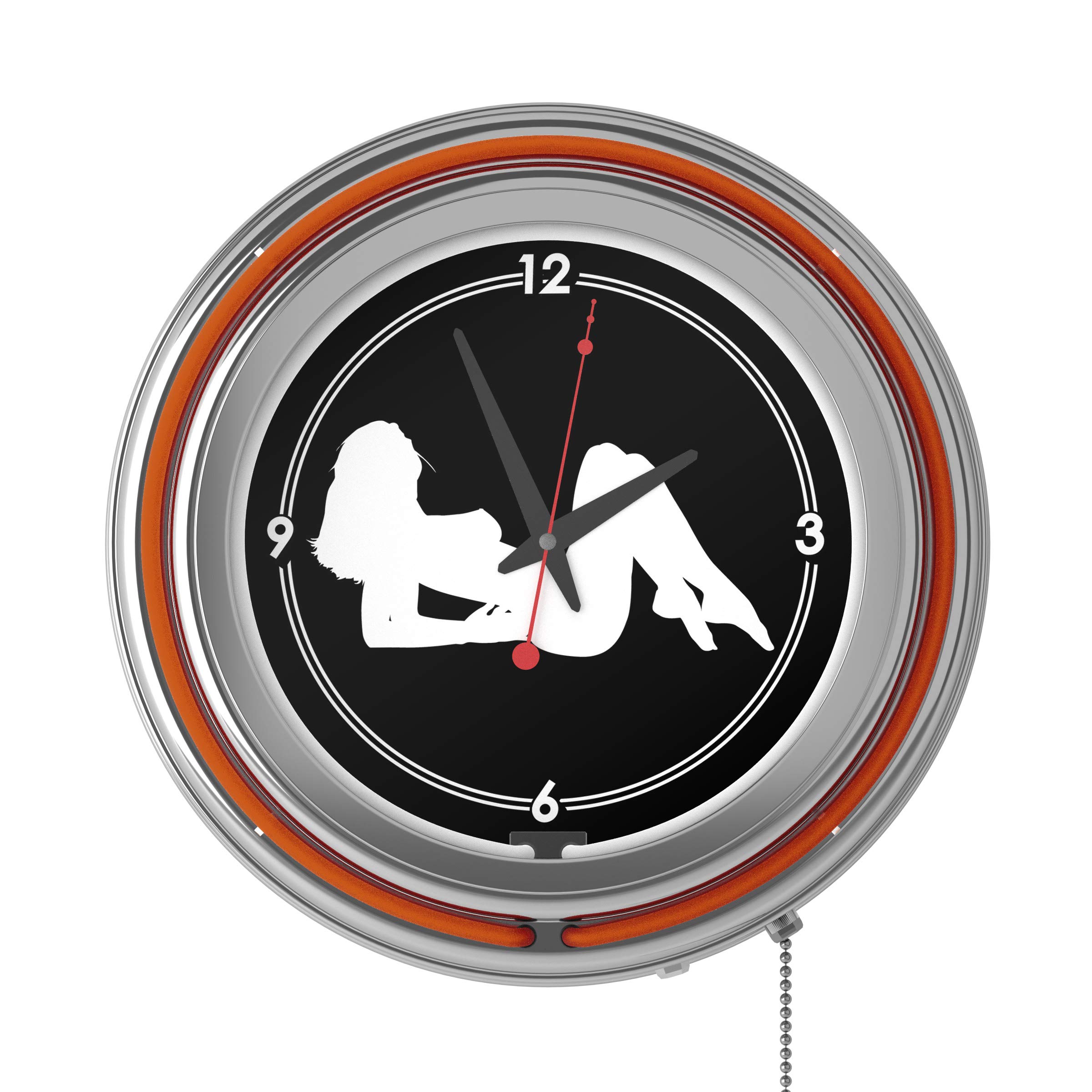 Shadow Babes Series - Orange Neon Ring Clock with Dual Illumination - Perfect for Bedroom, Gaming Room & Retro Decor