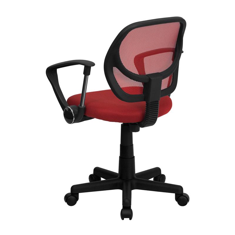 FLASH Neri Kids Low Back Black Mesh Swivel Task Office Chair with Curved Square Back and Arms - Ergonomic Study Chair for Children, Perfect for Homework, Online Classes & Gaming Desks