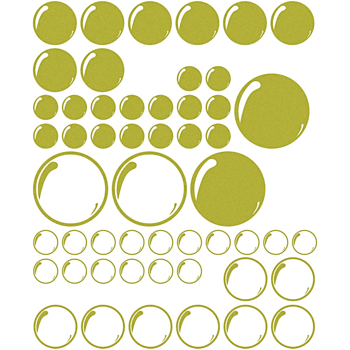 VWAQ Gold Bubble Wall Stickers - 52 PCS Peel and Stick Bathroom Decor, Waterproof Removable Decals for Home, Nursery, Kids Room - Perfect for DIY Wall Art and Interior Design
