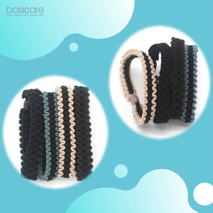 Basicare Ponytail & Ball Connector - No Metal Hair Elastics, Soft Elastic Hair Bands for Thick, Curly & Straight Hair - Ponytail Holders for Women & Girls (Pack of 4) - Perfect for Workouts, School & Everyday Styling