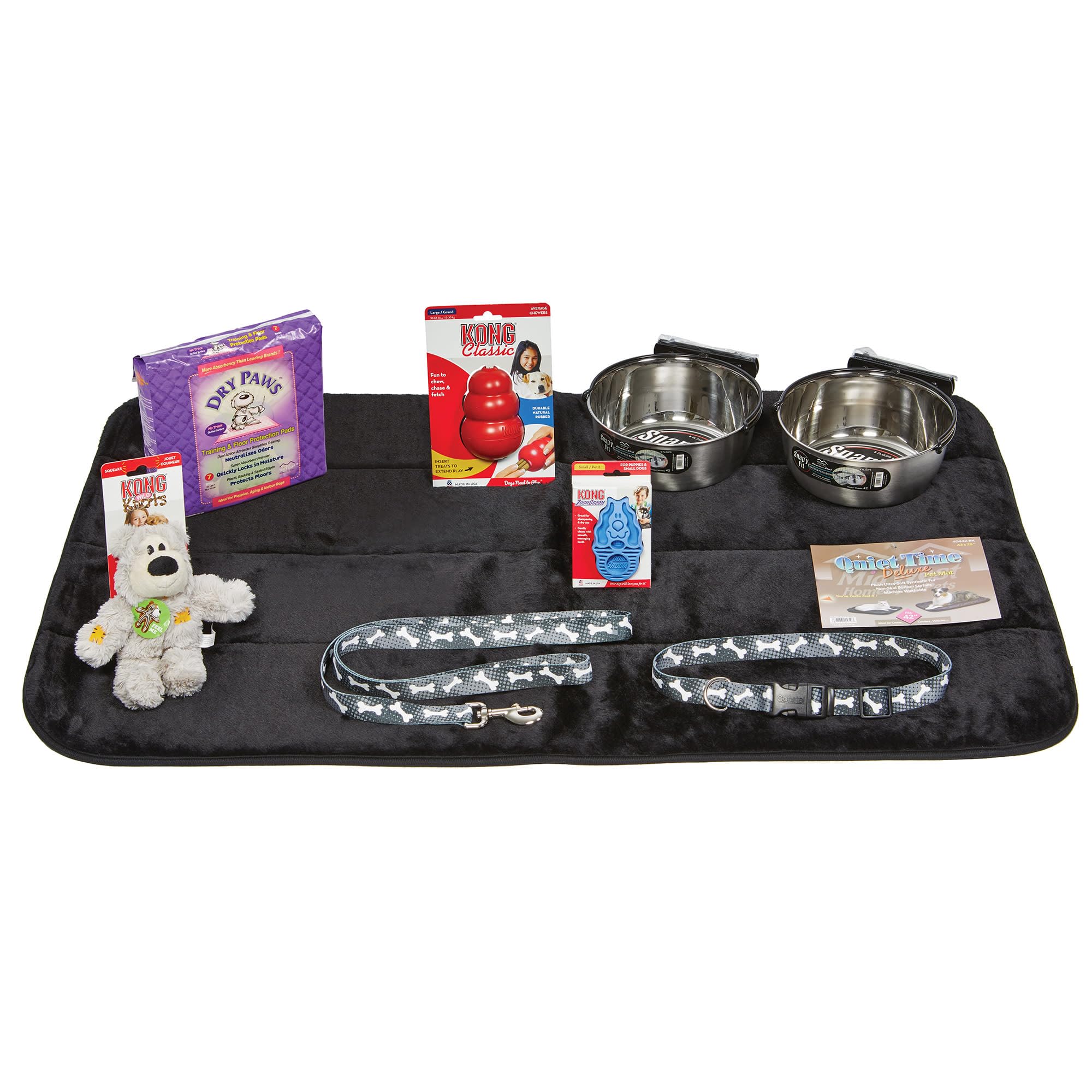MidWest Homes for Pets Large Dog Puppy Starter Kit - Includes Kong Classic Toys, Treats, Coastal Leash & Collar, Dog Bowls, Bed & Training Pads | Perfect for New Puppy Owners & Dog Training Essentials