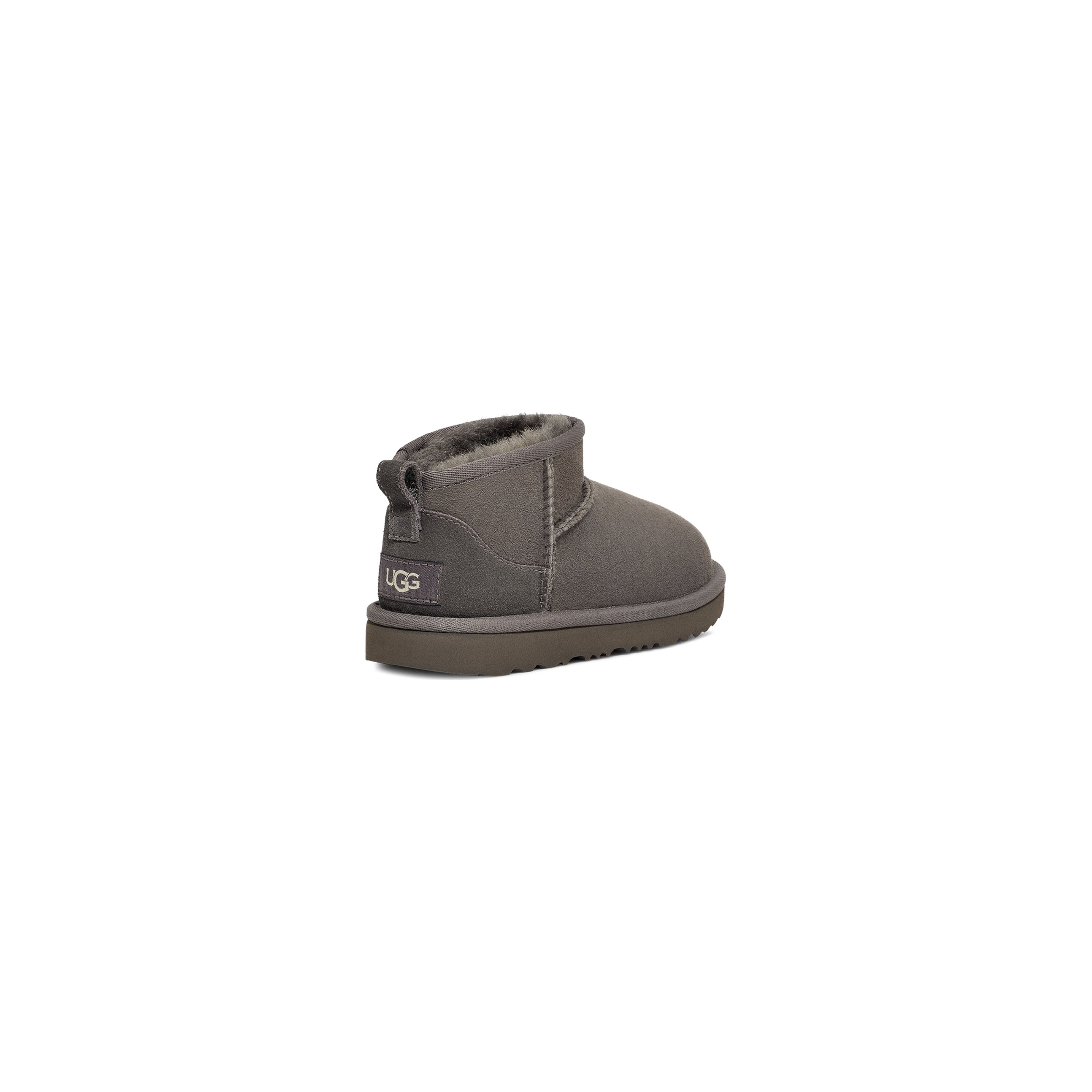 UGG Kid's Classic Ultra Mini Boots in Grey - Warm & Cozy Winter Boots for Girls & Boys - Perfect for School, Snow Days & Outdoor Play