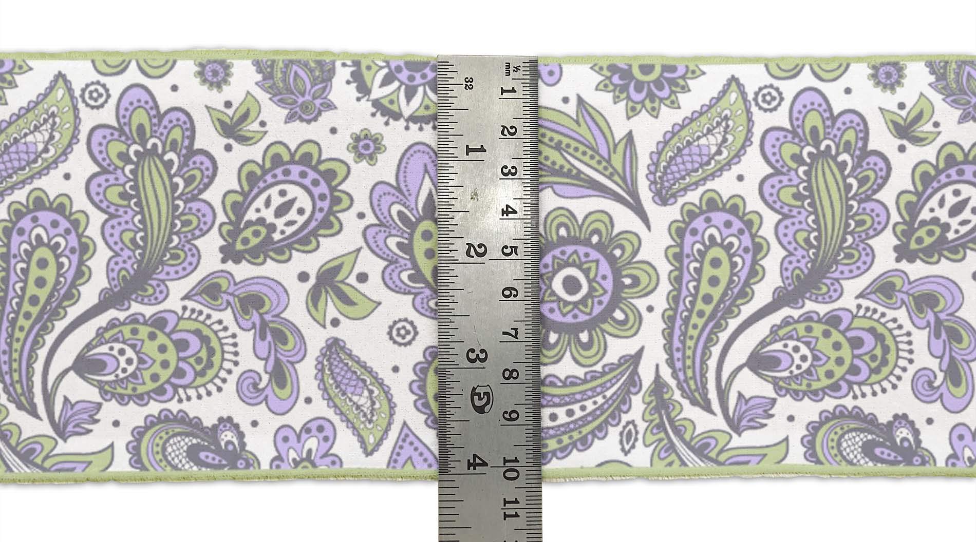 White Leaves & Floral Artistic Printed Velvet Ribbon Trim - 9 Yards x 3 Inches Wide for Sewing, Crafts, DIY Accessories - Perfect for Gift Wrapping, Home Decor, and Fashion Embellishments