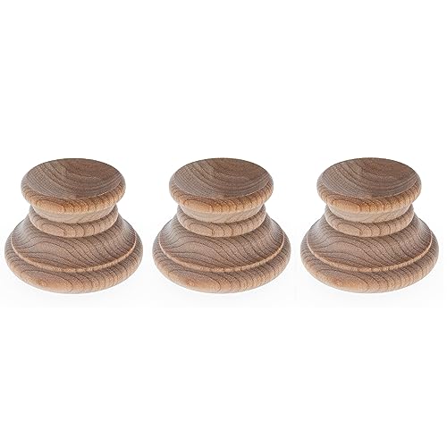 Set of 3 Unfinished Wooden Egg Stands - 1.15 Inch Tall Display Holders for Easter Decor, Craft Projects & Tabletop Decorations