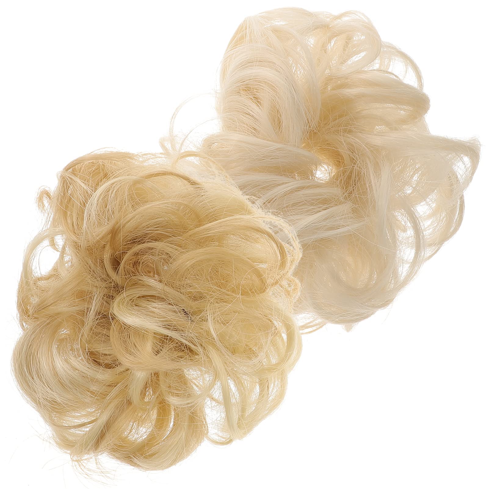 Lurrose 2Pcs Ball Head Wig Ring - Messy Hair Scrunchies & Hair Bun Clip for Sock Buns | Women's Wigs & Ponytail Extensions | Fake Hair Buns & Miss Tie | Domestic Silk Wavy Hair Accessories for Daily Styling & Cosplay
