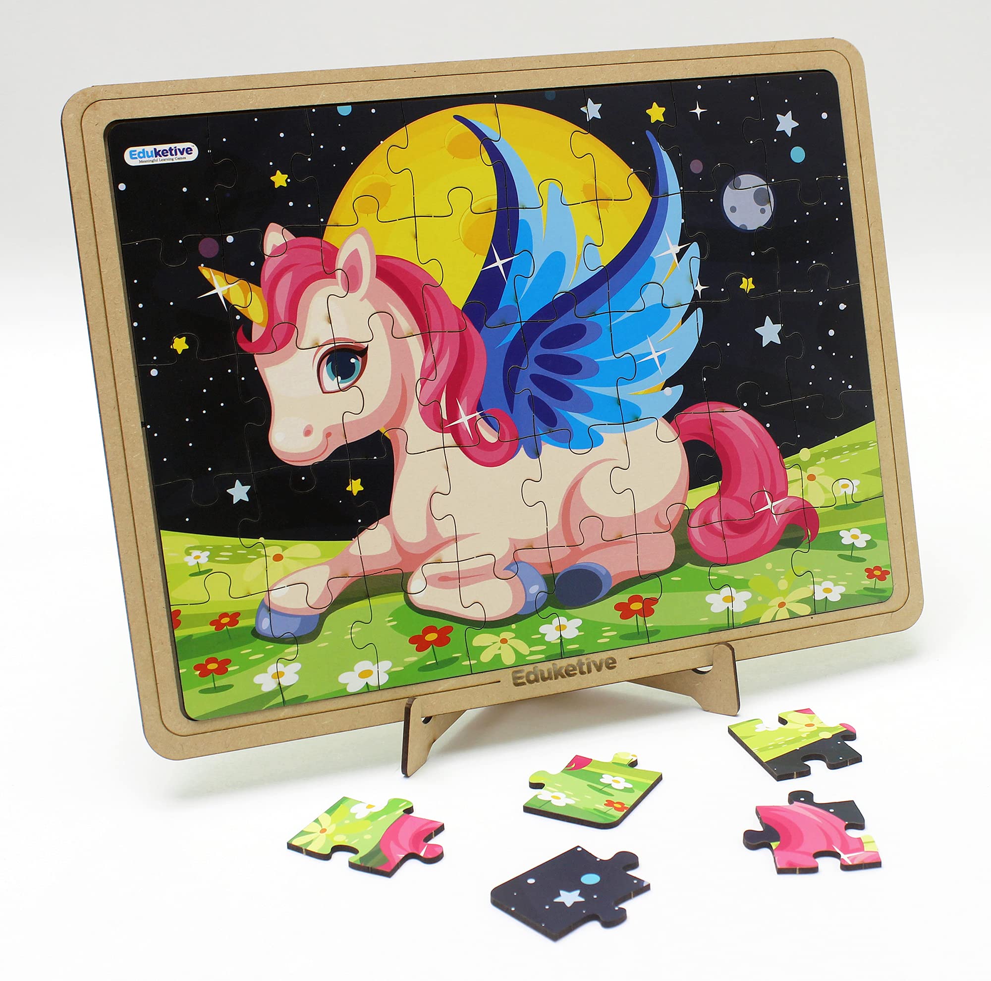 Eduketive Unicorn Jigsaw Puzzle - 40 Piece Decorative Puzzle with Stand for Kids Ages 3-9 | Preschool Learning Toy for Girls & Boys | Perfect for Birthday Gifts, Classroom Activities & Family Game Nights