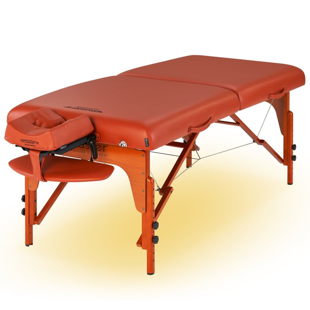 Portable Massage Table with Adjustable Heating System - Master Massage 31 SANTANA™ Therma Top® Shiatsu & Reiki Panels, Mountain Red - Perfect for Home Spa, Professional Therapy & Relaxation Sessions