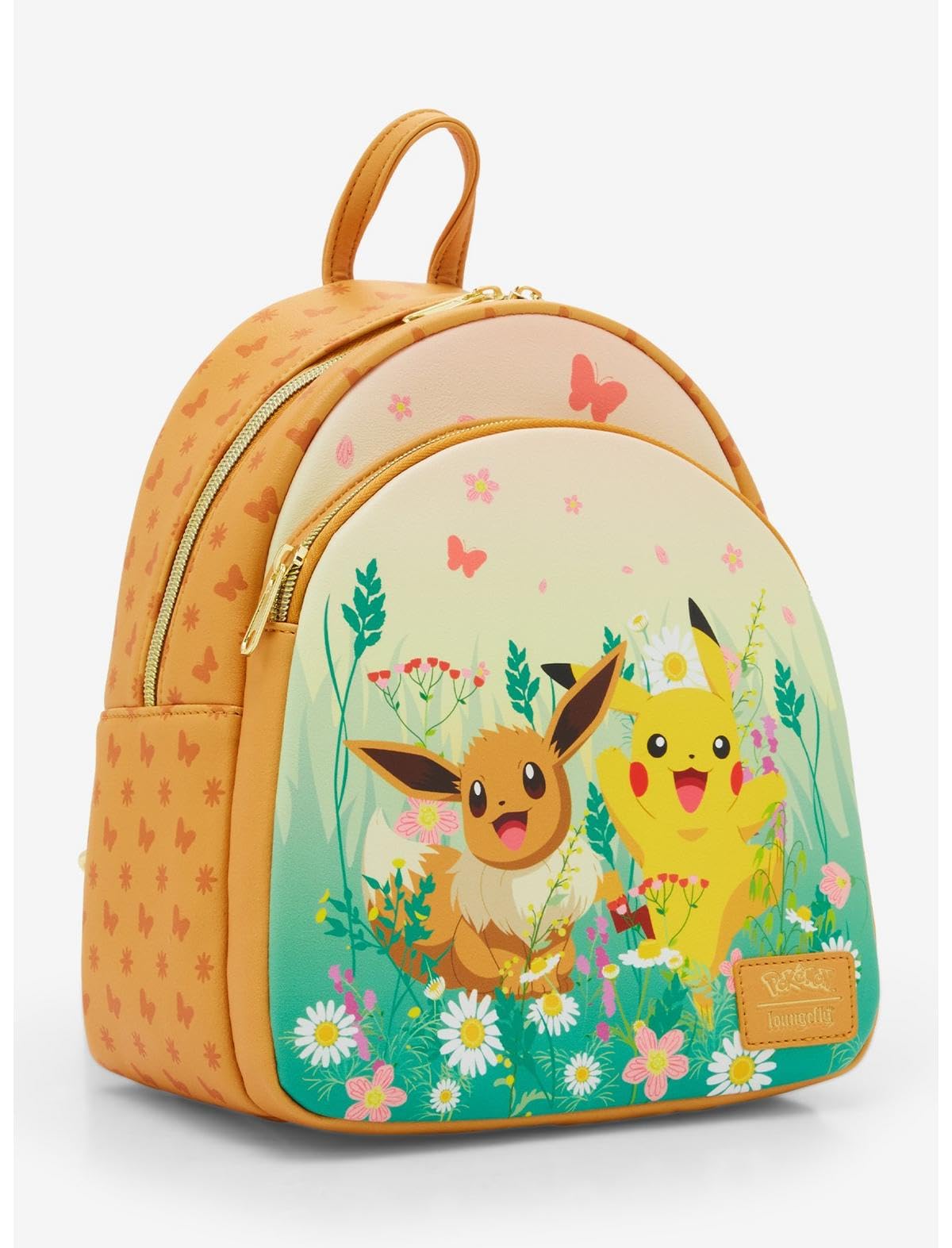 Loungefly Pokemon Eevee Spring Flowers Mini Backpack Brown - Cute Anime Crossbody Bag for Women Girls, Perfect for School, Travel & Cosplay
