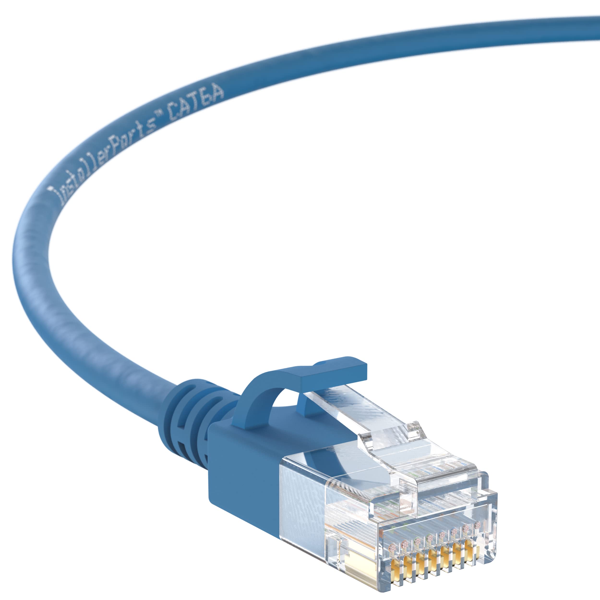 InstallerParts CAT6A Slim Ethernet Cable UTP Booted 30FT (20 Pack) - Blue - Professional Series - 10Gbps High-Speed Internet Network Cable, 550MHz, 28AWG - Perfect for Home Office, Gaming & Server Rooms