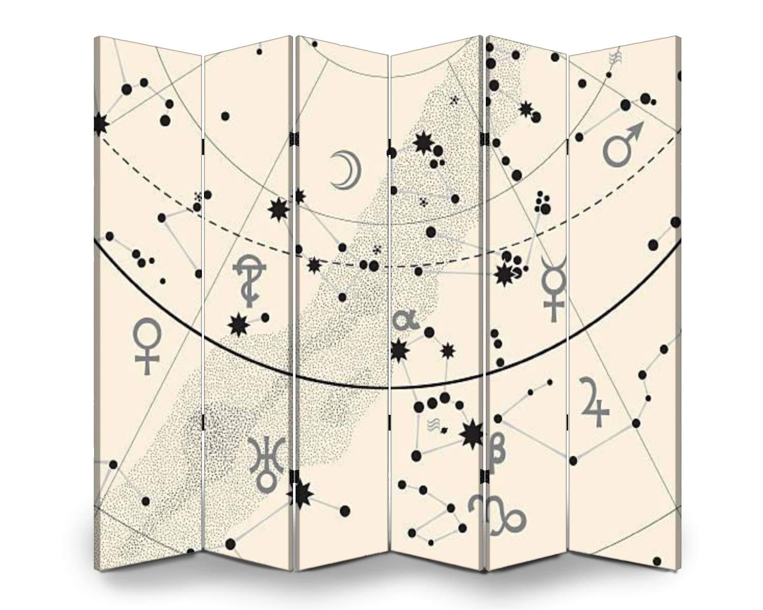 APED DECOR 6-Panel Wooden Room Divider - Folding Privacy Screen with Astronomical Celestial Atlas Design, Dual-Sided Canvas Partition for Home & Office Decor | Perfect for Living Rooms, Bedrooms, and Studio Spaces