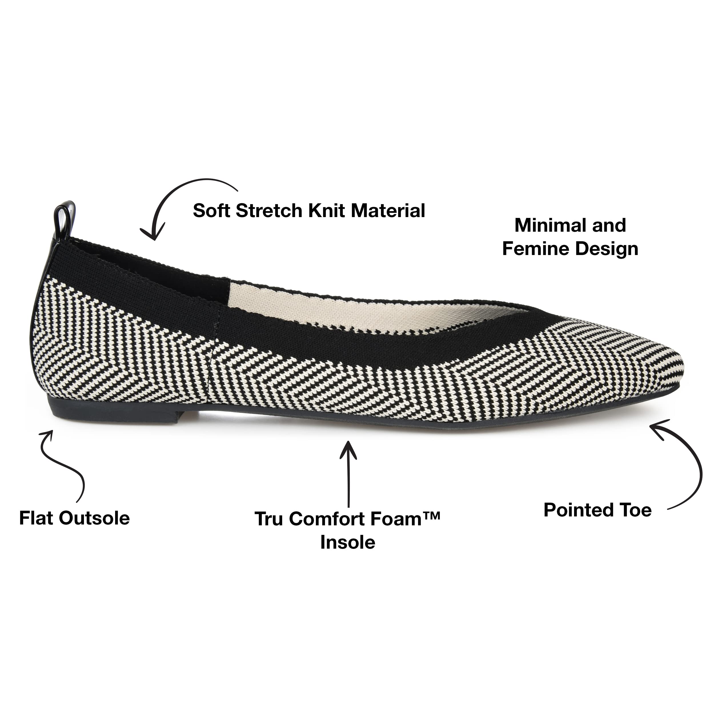 Journee Collection Women's Comfortable Ballet Flats - Lightweight Slip-On Shoes for Work, Travel & Everyday Wear