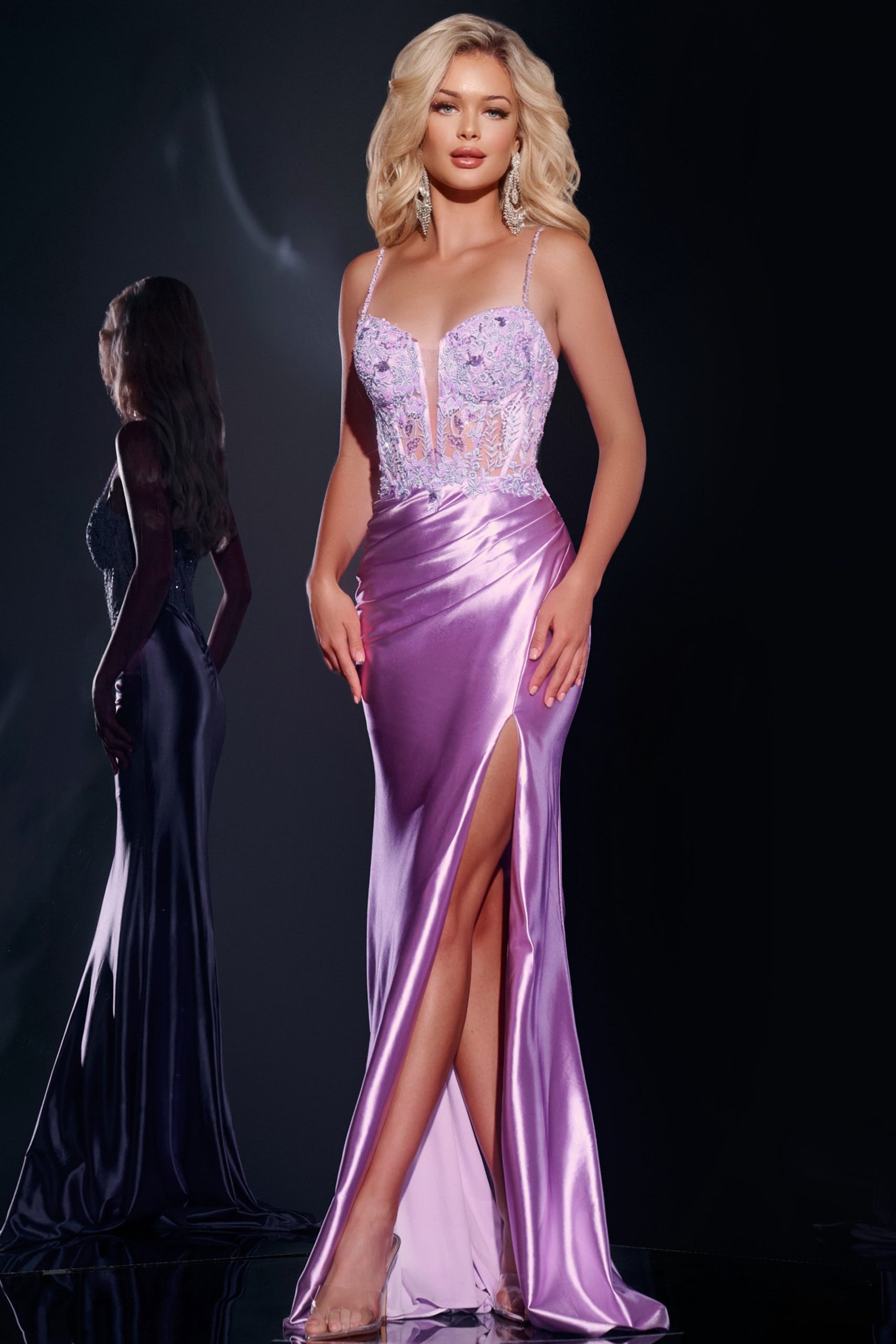 Jovani 43569 Elegant Satin Gown with Lace Bodice - Perfect for Prom, Evening Gala & Formal Events
