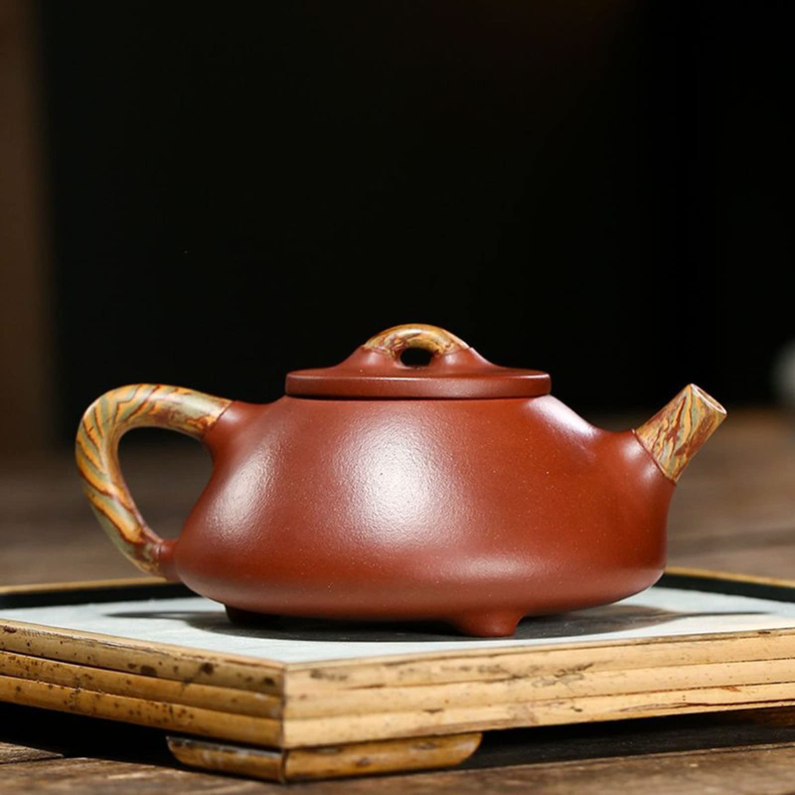 Premium 270ml Yixing Purple Sand Cast Iron Teapot - Authentic Vermilion Mud Clay Teapot for Chinese Tea Ceremony, Home Brewing & Gift Giving