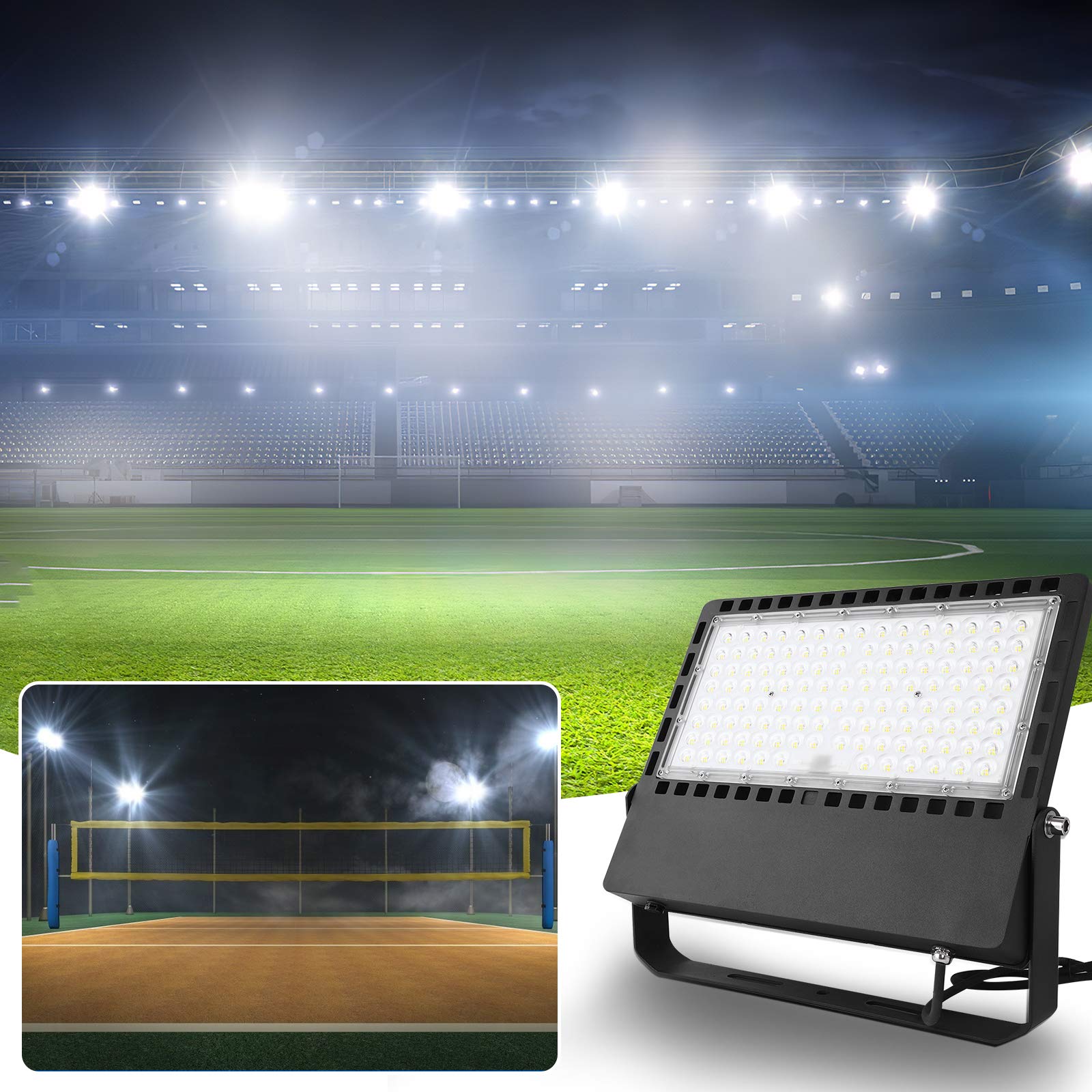 300W LED Stadium Lights - Super Bright 45000lm (2000W Equivalent) for Outdoor Arenas, Backyards & Parking Lots - ETL Certified IP66 Waterproof Flood Light (100-277V Input) - Perfect for Sports Fields, Commercial Lighting & Security Applications