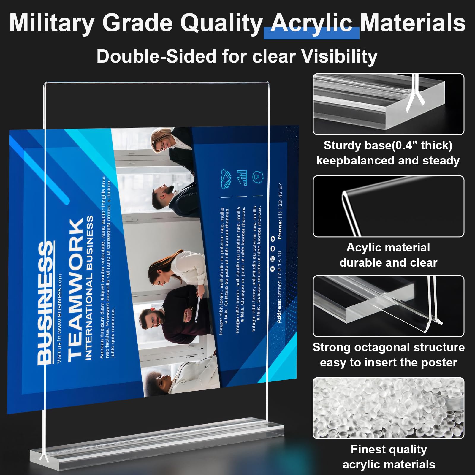 10 Pack Clear Acrylic Sign Holder 8.5 x 11 Inches - Double Sided Table Menu Stand, Vertical Desktop Display for Flyers & Papers - Perfect for Restaurants, Offices, Stores & Hotels - Great for Menu Boards, Promotions & Event Signage