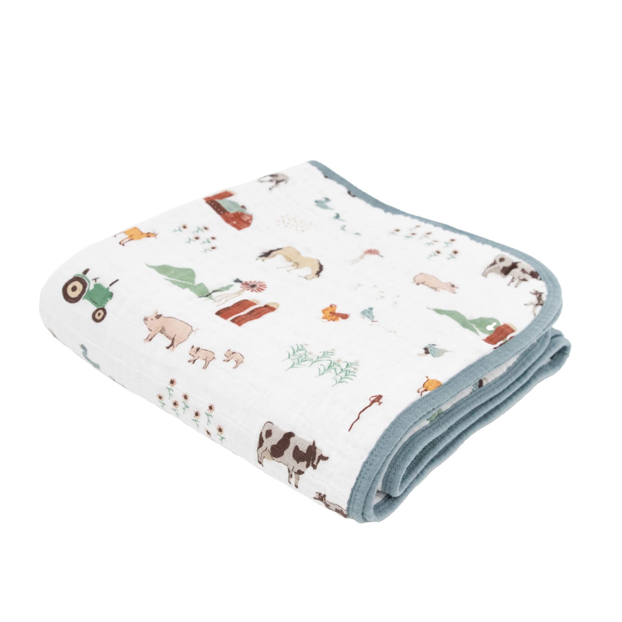 Little Unicorn Original Cotton Muslin Baby Blanket - Soft Farmyard Print Swaddle & Nursing Cover for Newborns, Infants & Toddlers | Perfect for Nursery, Stroller & Photo Shoots