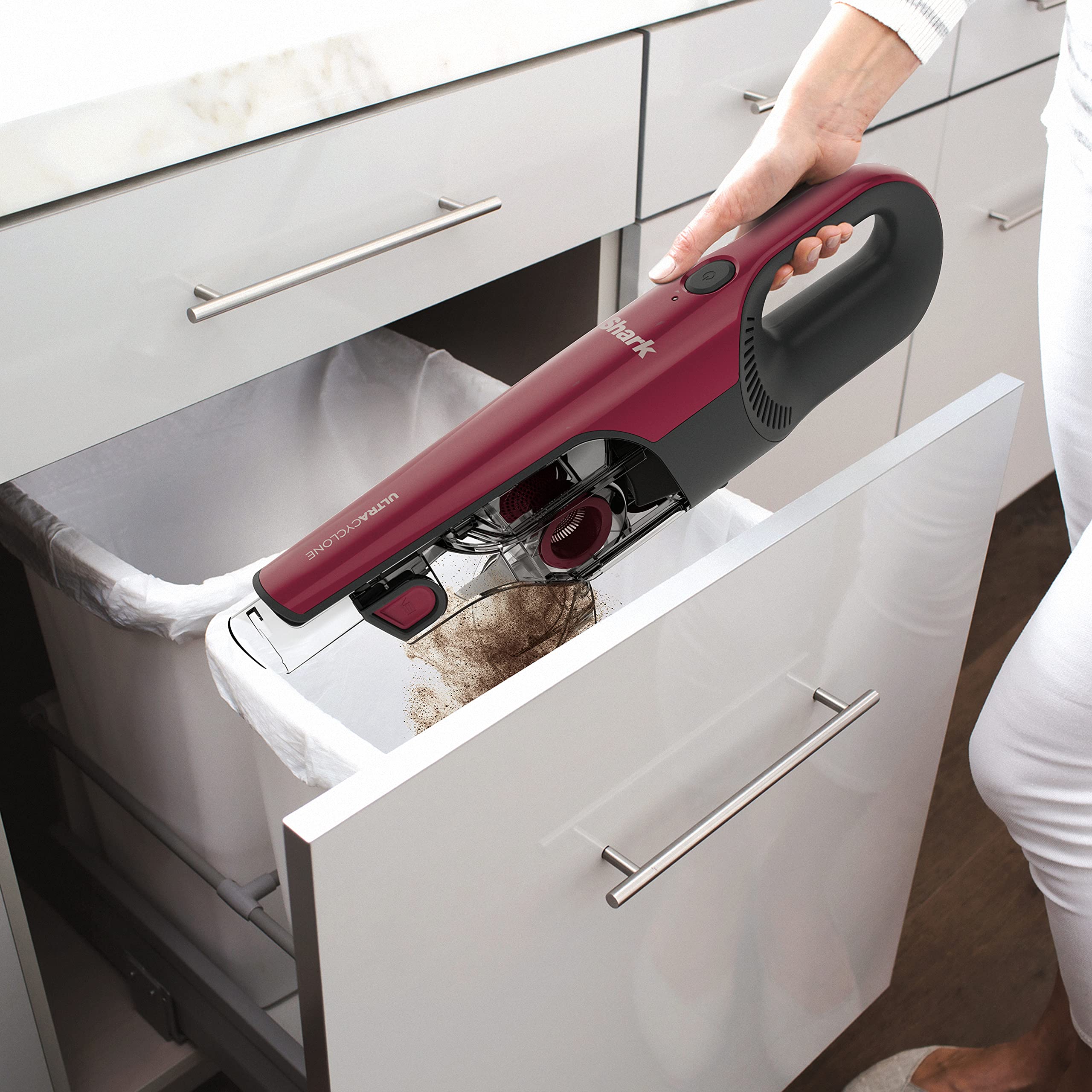 Shark UltraCyclone Pet Pro Cordless Handheld Vacuum (CH950C) - Powerful Pet Hair Vacuum Cleaner with XL Dust Cup, Lightweight & Portable for Home, Car, Stairs Cleaning - Canadian Version, Maroon